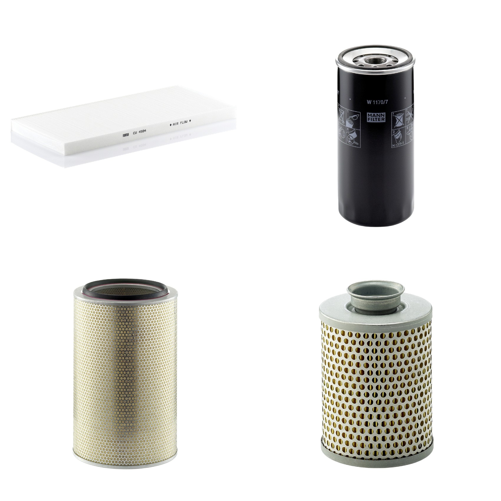 Kit Filtros de Ar Combustível Cabine Ar Condicionado Óleo - Mann-Filter - C331600/2 - CU4594 - P919/7 - W1170/7