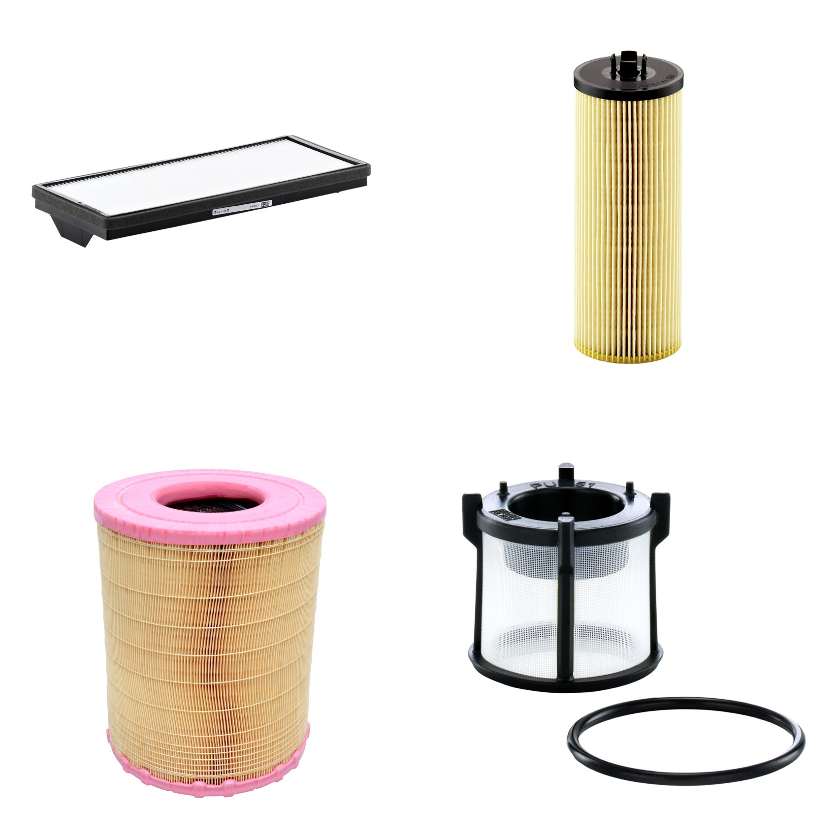 Kit Filtros de Ar Combustível Cabine Ar Condicionado Óleo - Mann-Filter - C281012 - CU4469 - HU945/2x - PU51X