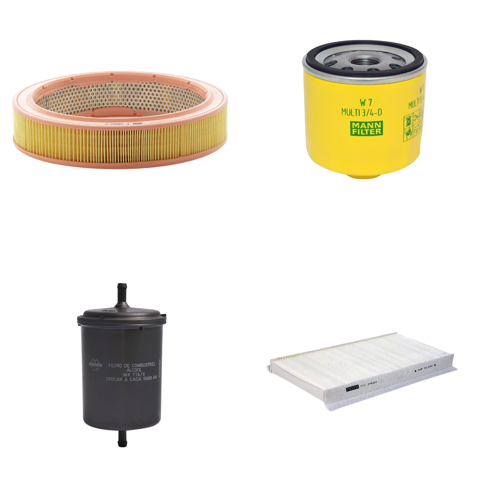 Kit Filtros de Ar Combustível Cabine Ar Condicionado Óleo - Mann-Filter - C2852/2 - CU3162/1 - W7MULTI3/4-D - WK716/6