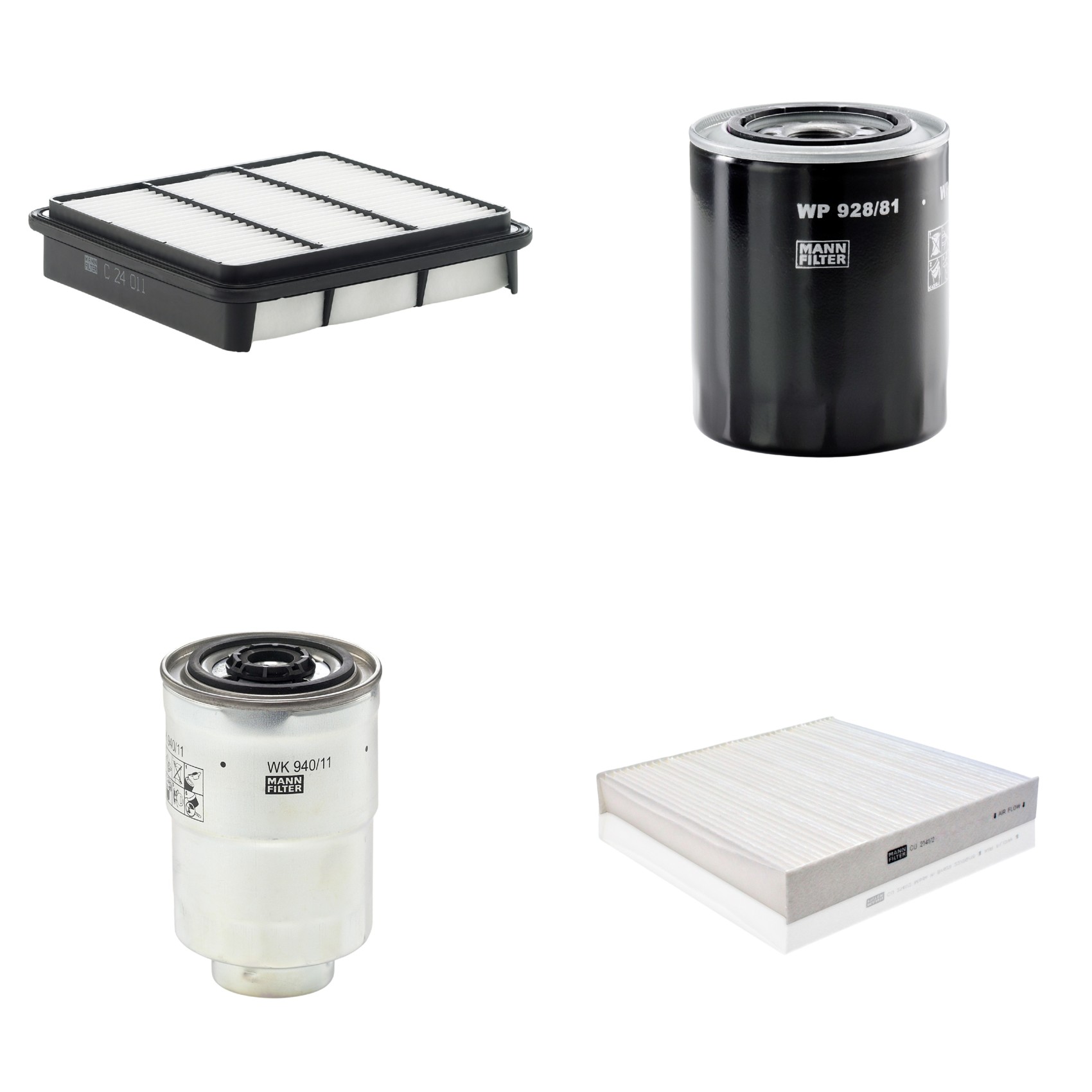 Kit Filtros de Ar Combustível Cabine Ar Condicionado Óleo - Mann-Filter - C24011 - CU2141/2 - WK940/11x - WP928/81