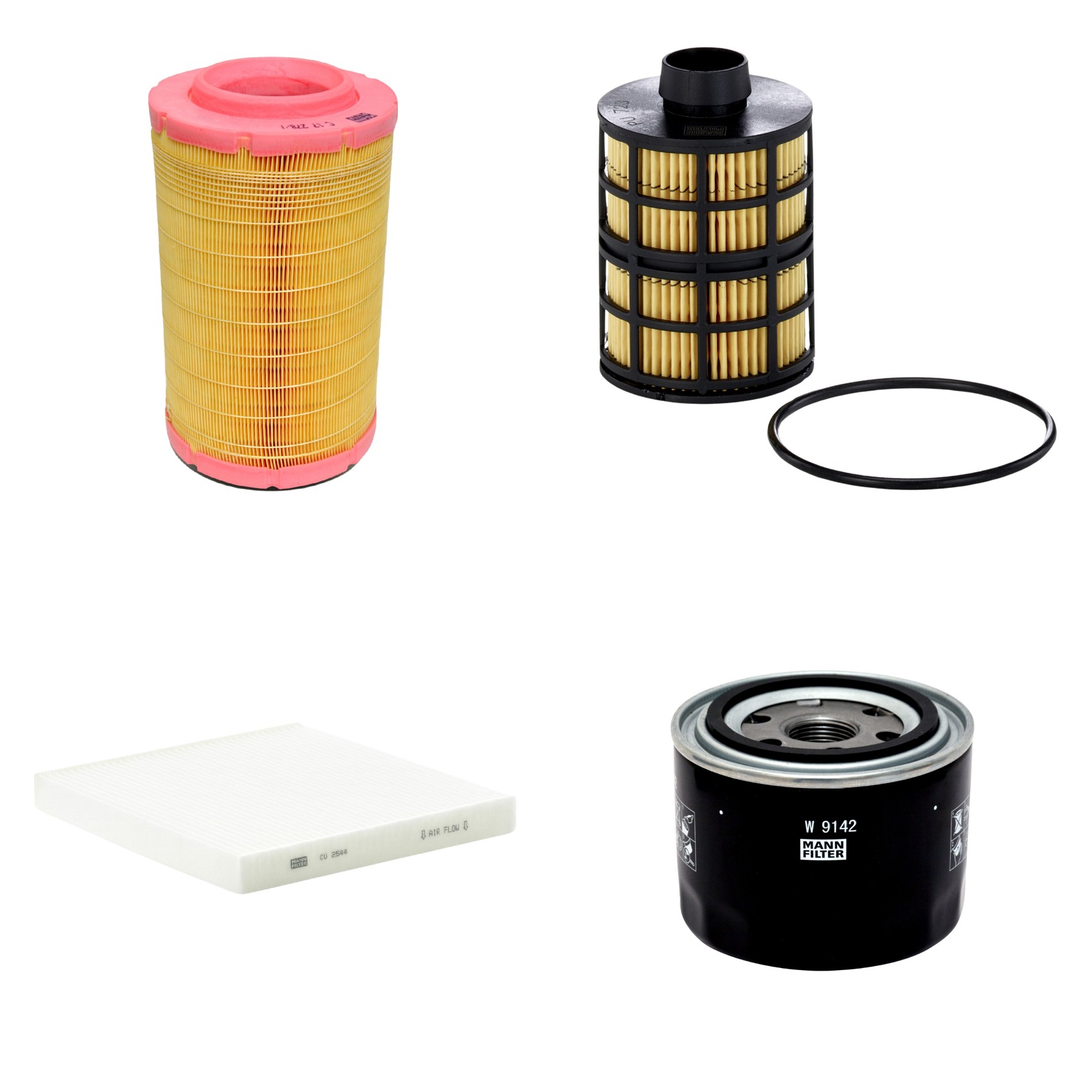 Kit Filtros de Ar Combustível Cabine Ar Condicionado Óleo - Mann-Filter - C17278/1 - CU2544 - PU723x - W9142