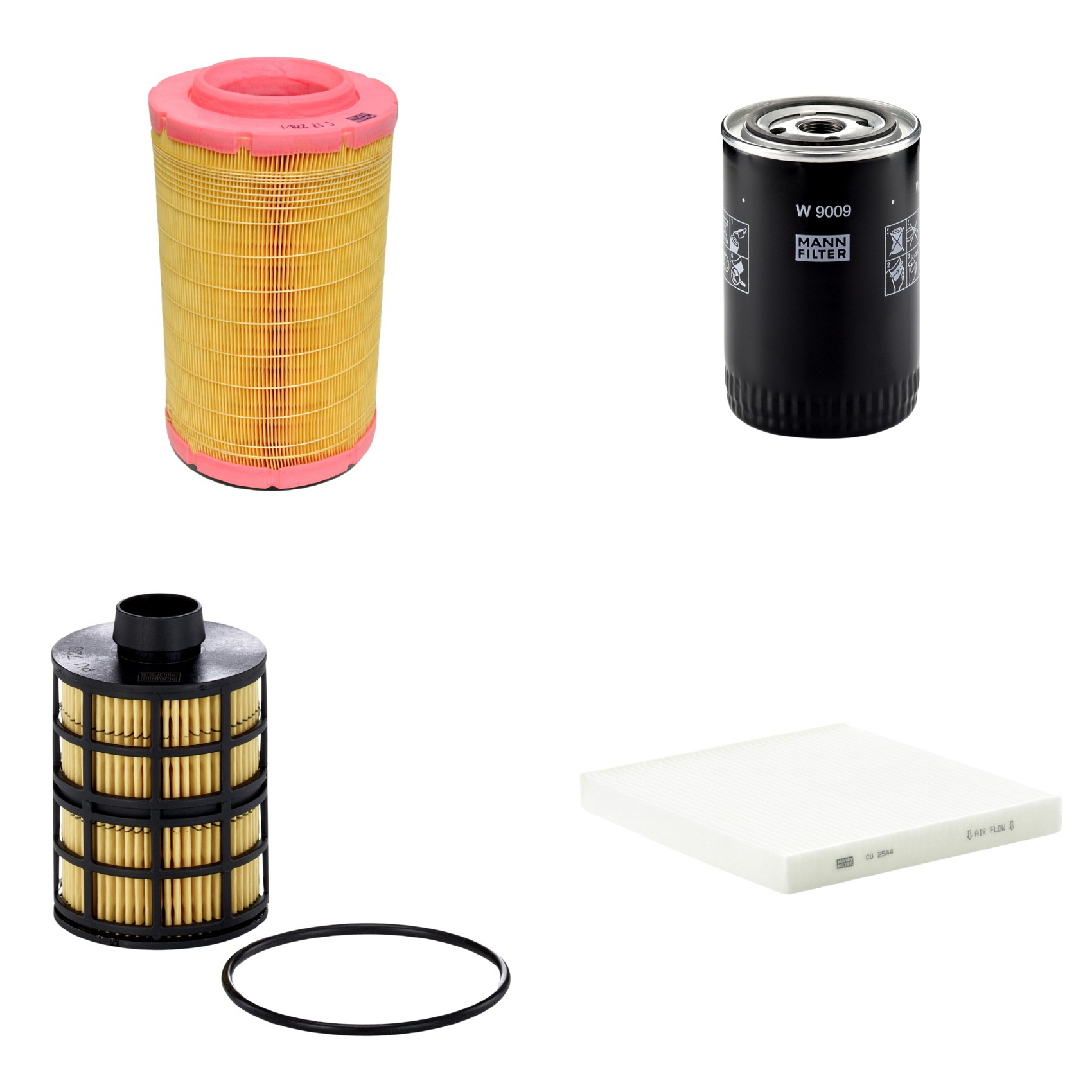 Kit Filtros de Ar Combustível Cabine Ar Condicionado Óleo - Mann-Filter - C17278/1 - CU2544 - PU723x - W9009