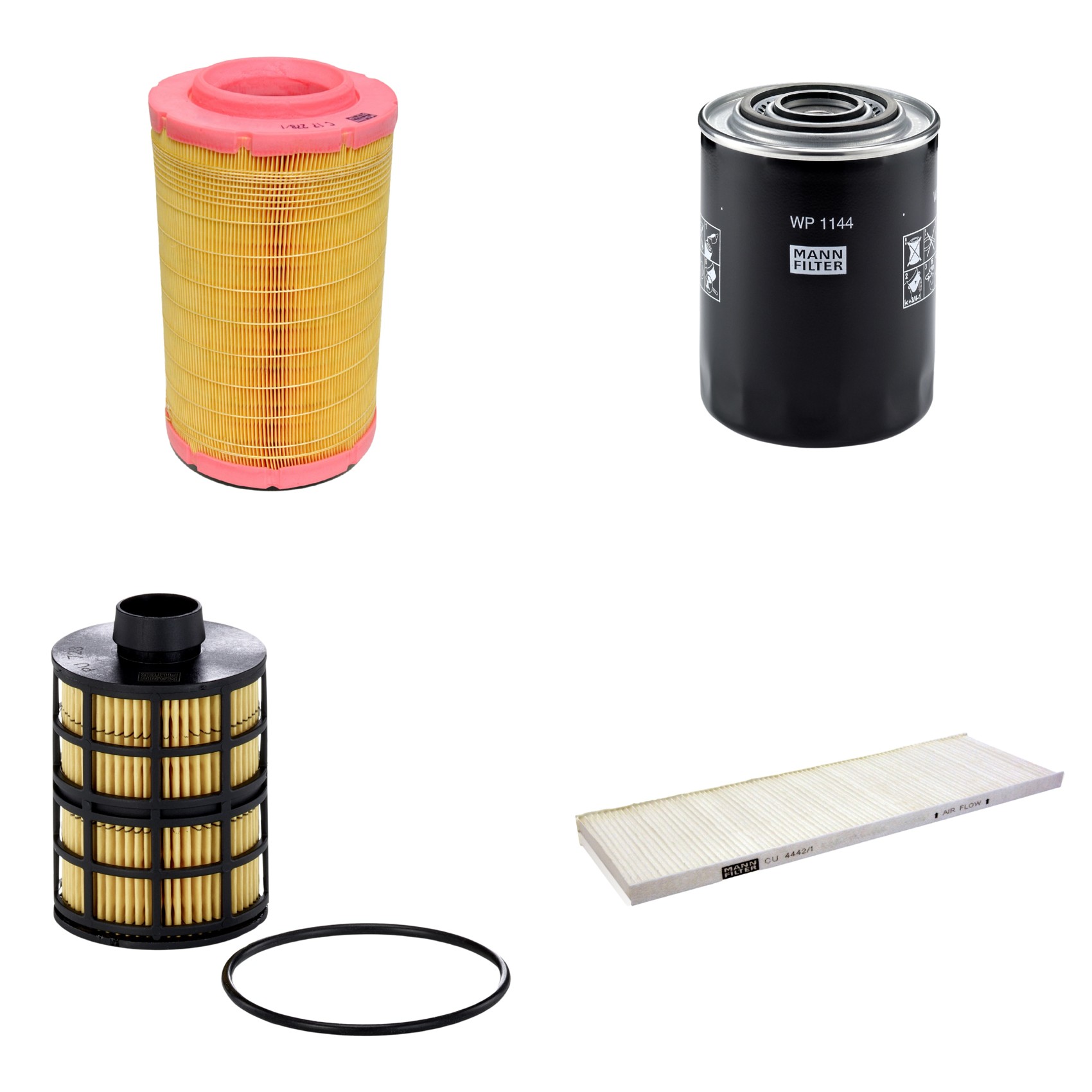 Kit Filtros de Ar Combustível Cabine Ar Condicionado Óleo - Mann-Filter - C17278/1 - CU4442/1 - PU723x - WP1144