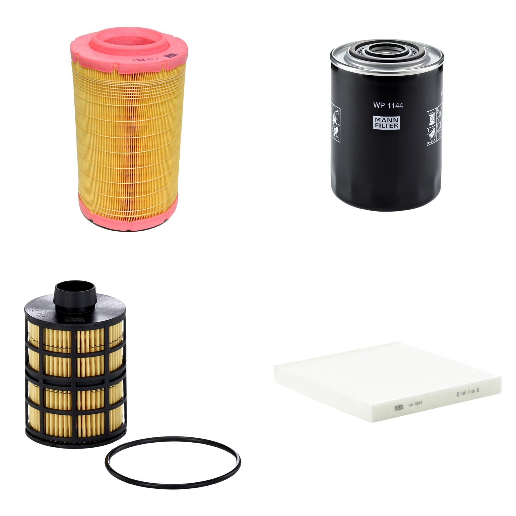 Kit Filtros de Ar Combustível Cabine Ar Condicionado Óleo - Mann-Filter - C17278/1 - CU2544 - PU723x - WP1144