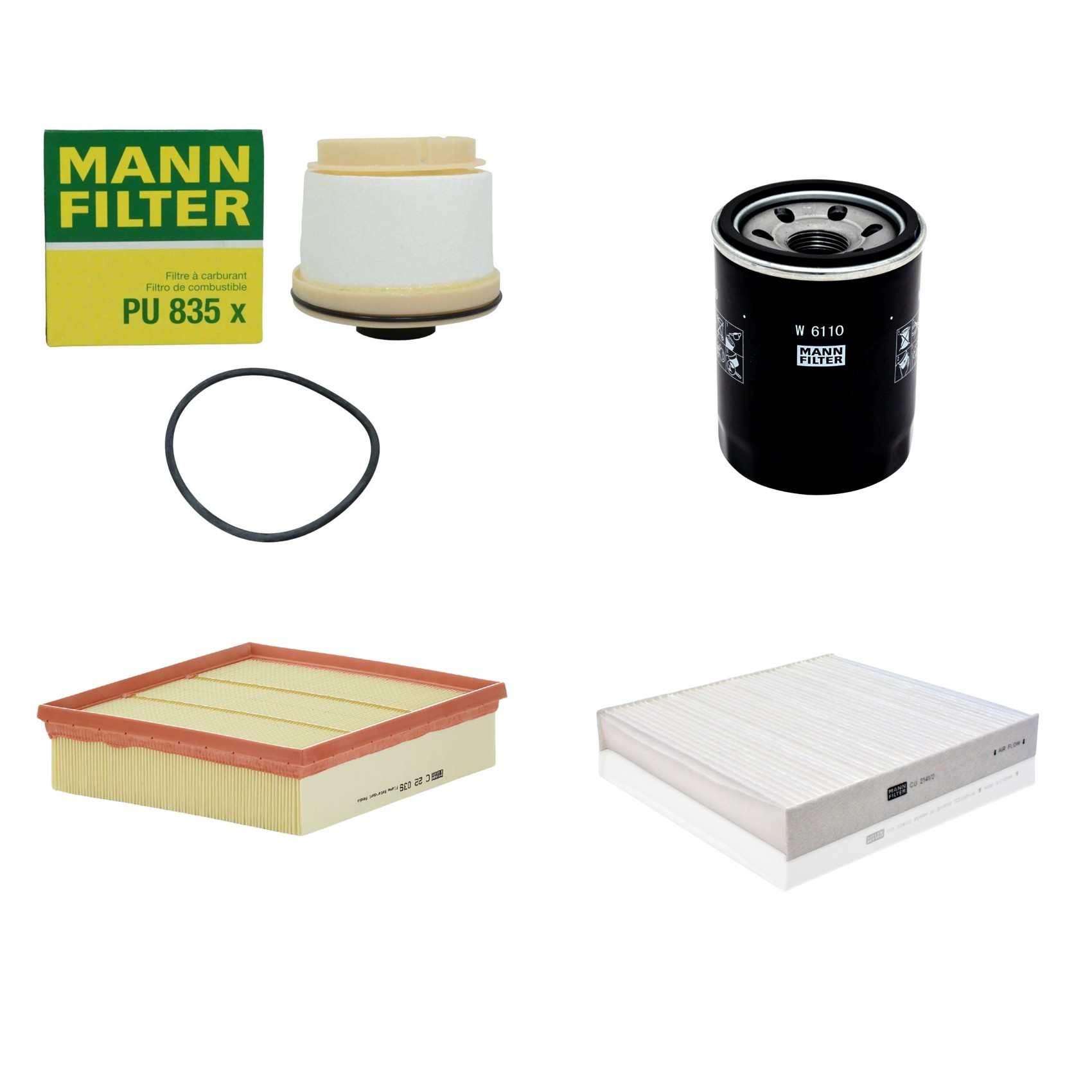 Kit Filtros de Ar Combustível Cabine Ar Condicionado Óleo - Mann-Filter - C22039 - CU2141/2 - PU835x - W6110