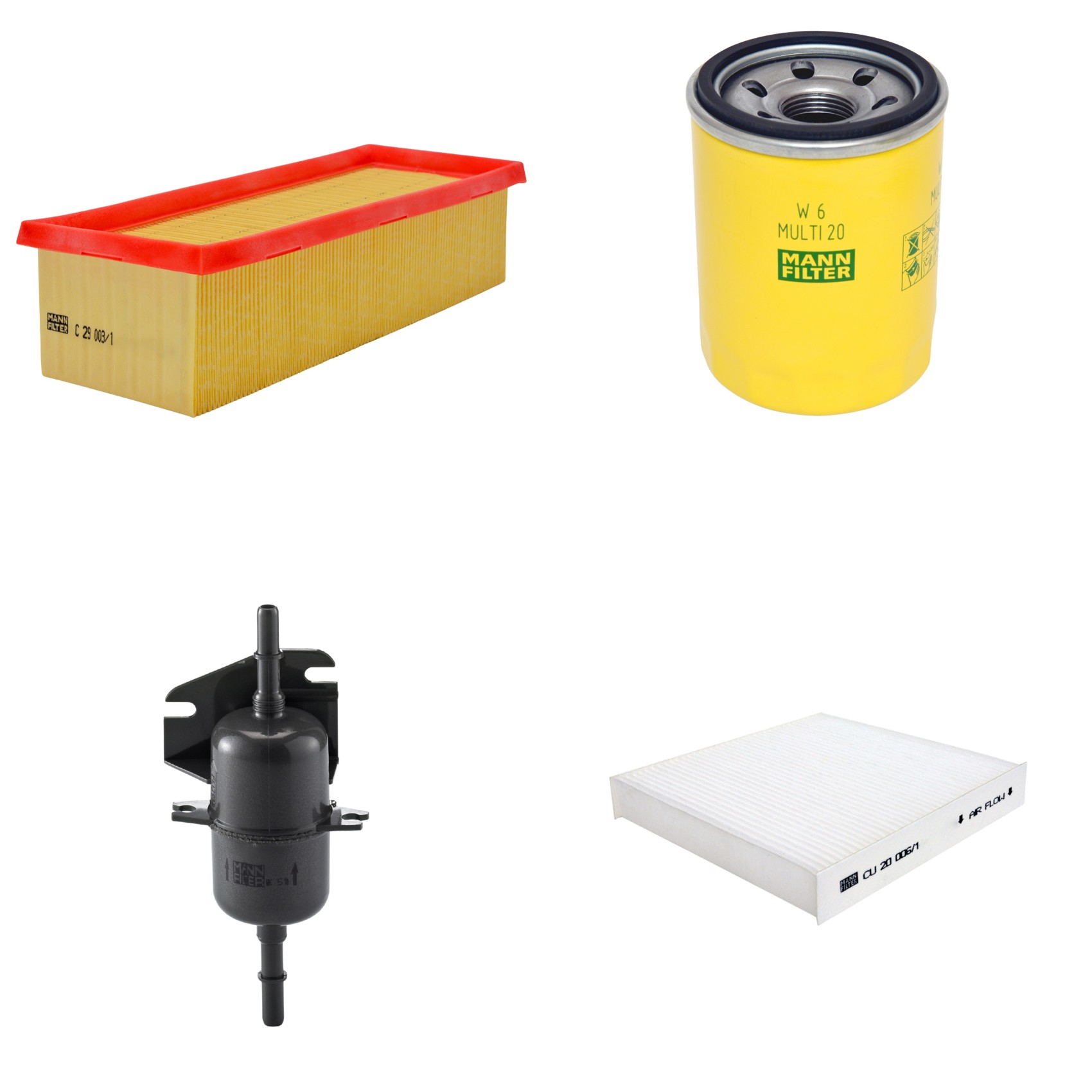 Kit Filtros de Ar Combustível Cabine Ar Condicionado Óleo - Mann-Filter - C29003/1 - CU20006/1 - W6MULTI20 - WK510