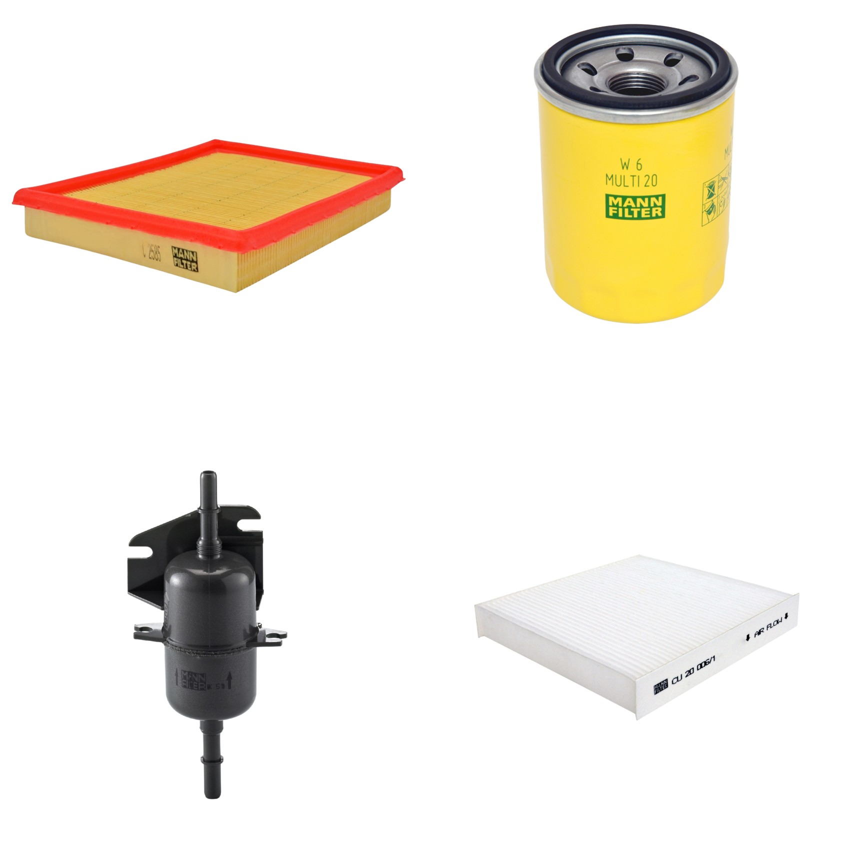 Kit Filtros de Ar Combustível Cabine Ar Condicionado Óleo - Mann-Filter - C2585 - CU20006/1 - W6MULTI20 - WK510