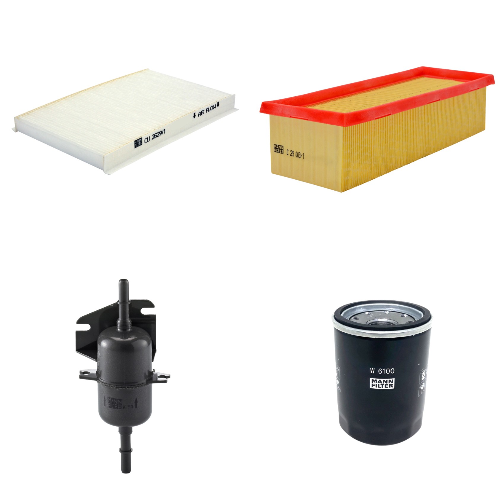 Kit Filtros de Ar Combustível Cabine Ar Condicionado Óleo - Mann-Filter - C29003/1 - CU2629/1 - W6100 - WK510
