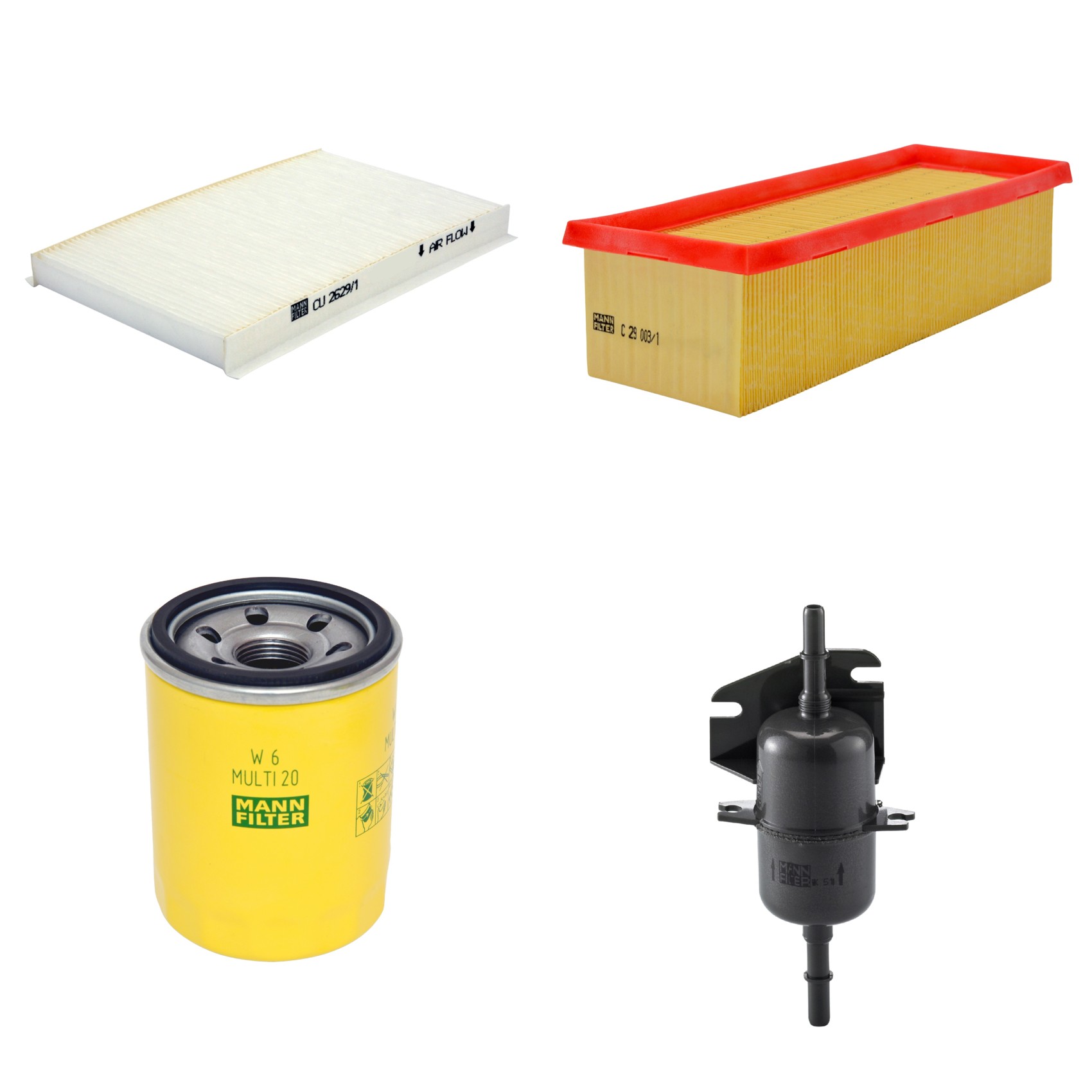 Kit Filtros de Ar Combustível Cabine Ar Condicionado Óleo - Mann-Filter - C29003/1 - CU2629/1 - W6MULTI20 - WK510