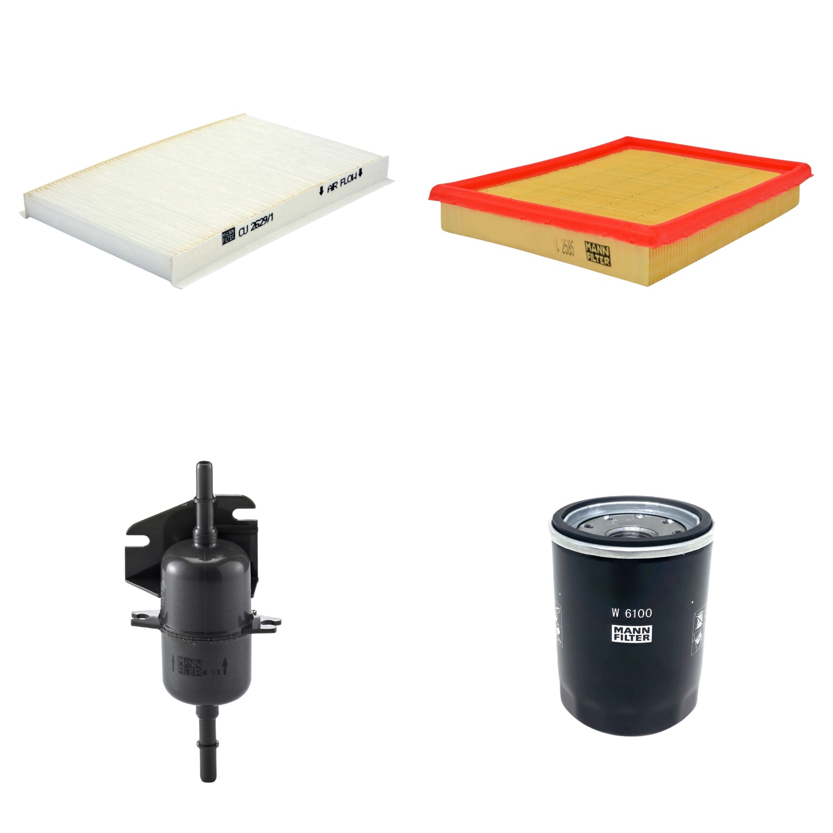 Kit Filtros de Ar Combustível Cabine Ar Condicionado Óleo - Mann-Filter - C2585 - CU2629/1 - W6100 - WK510