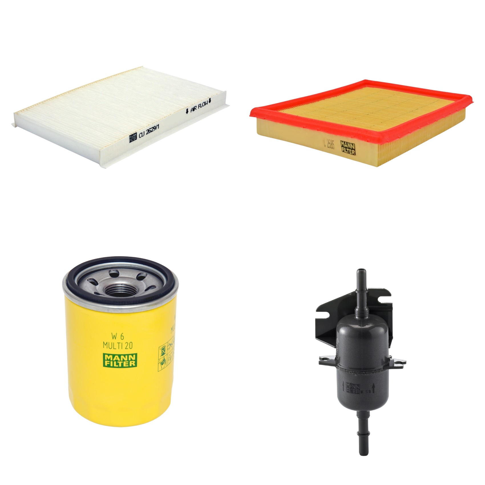 Kit Filtros de Ar Combustível Cabine Ar Condicionado Óleo - Mann-Filter - C2585 - CU2629/1 - W6MULTI20 - WK510