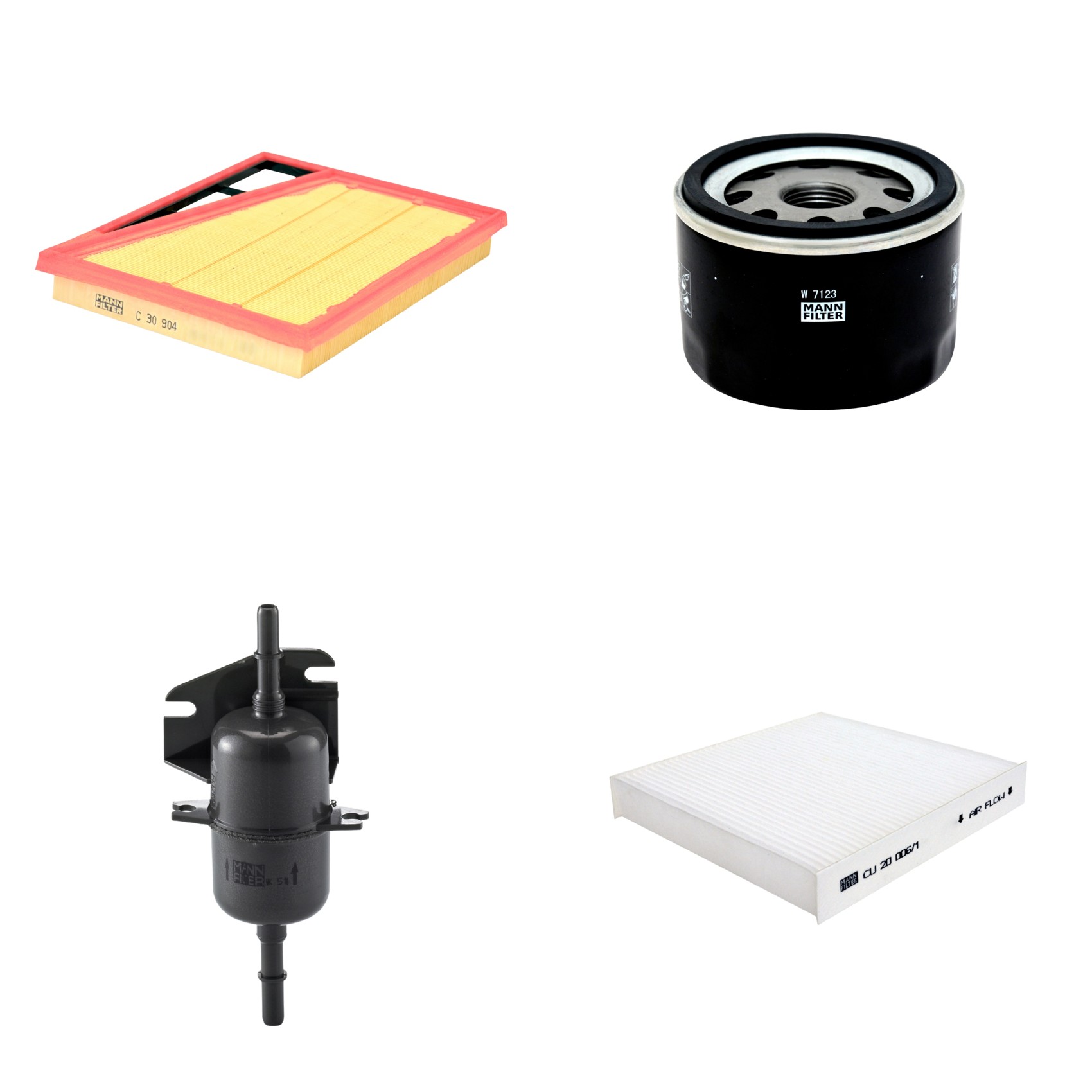Kit Filtros de Ar Combustível Cabine Ar Condicionado Óleo - Mann-Filter - C30904 - CU20006/1 - W7123 - WK510