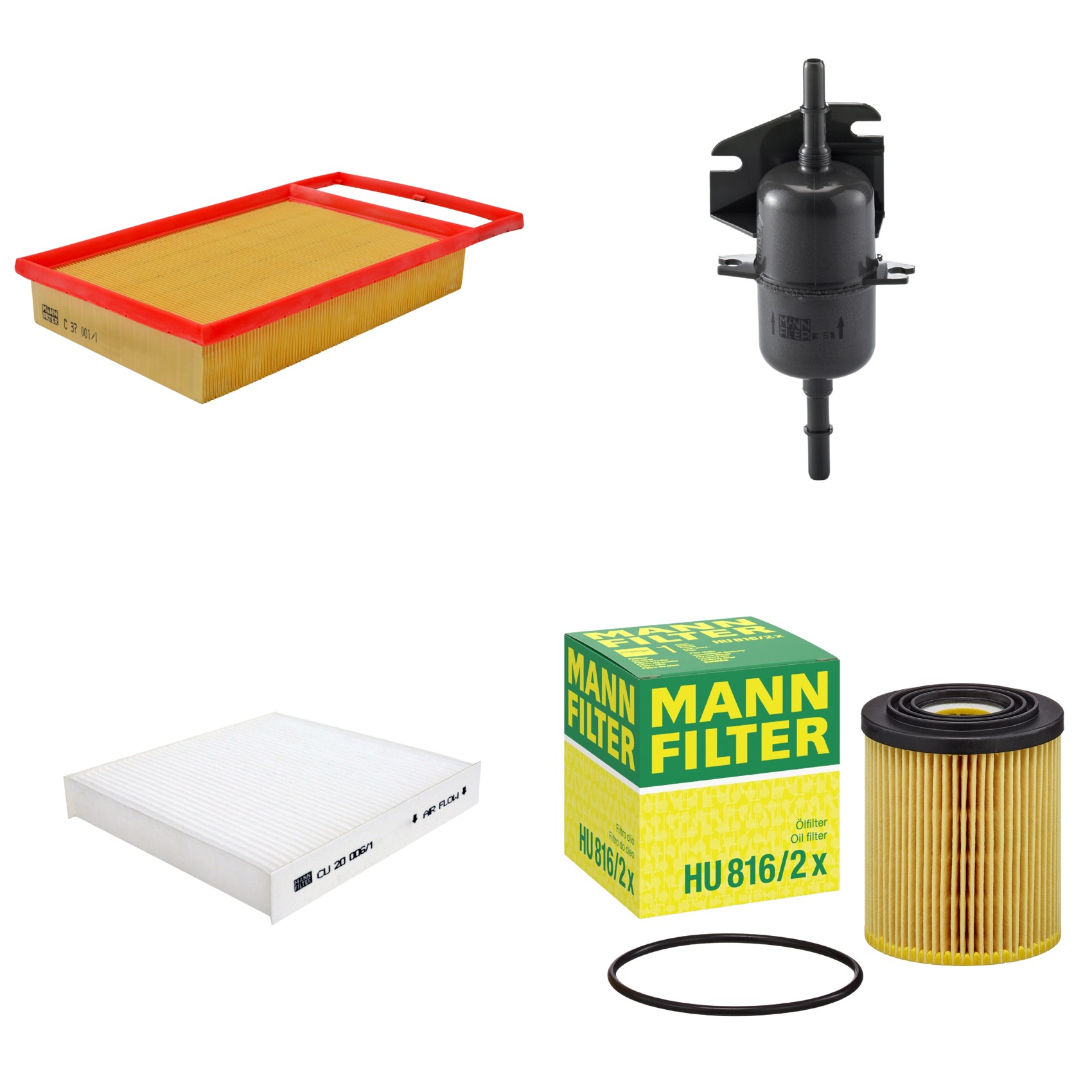 Kit Filtros de Ar Combustível Cabine Ar Condicionado Óleo - Mann-Filter - C37001/1 - CU20006/1 - HU816/2x - WK510