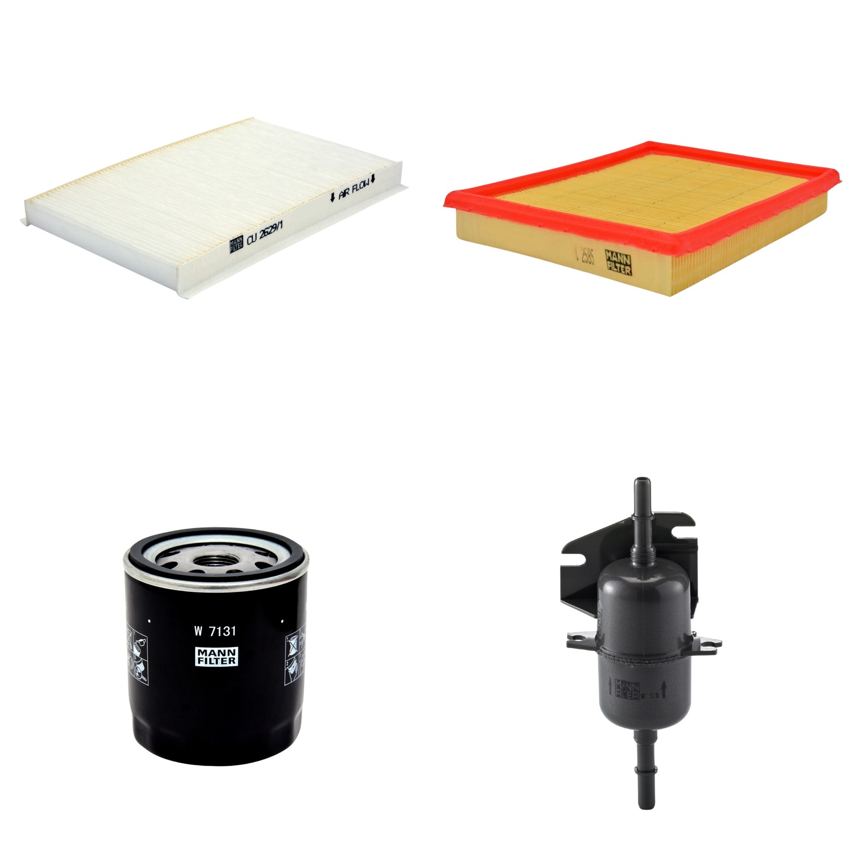 Kit Filtros de Ar Combustível Cabine Ar Condicionado Óleo - Mann-Filter - C2585 - CU2629/1 - W7131 - WK510