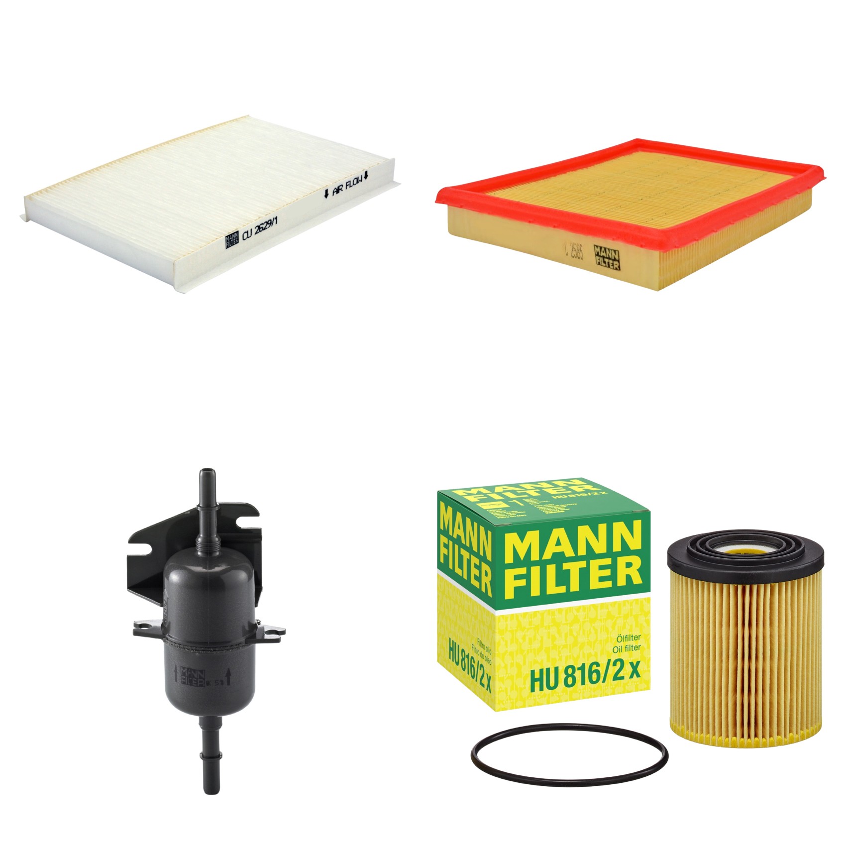 Kit Filtros de Ar Combustível Cabine Ar Condicionado Óleo - Mann-Filter - C2585 - CU2629/1 - HU816/2x - WK510