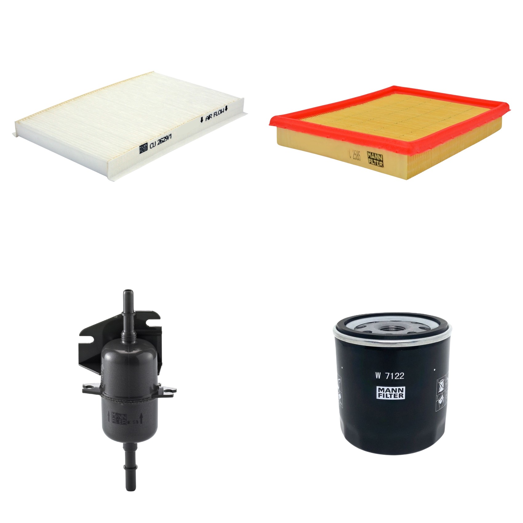 Kit Filtros de Ar Combustível Cabine Ar Condicionado Óleo - Mann-Filter - C2585 - CU2629/1 - W7122 - WK510
