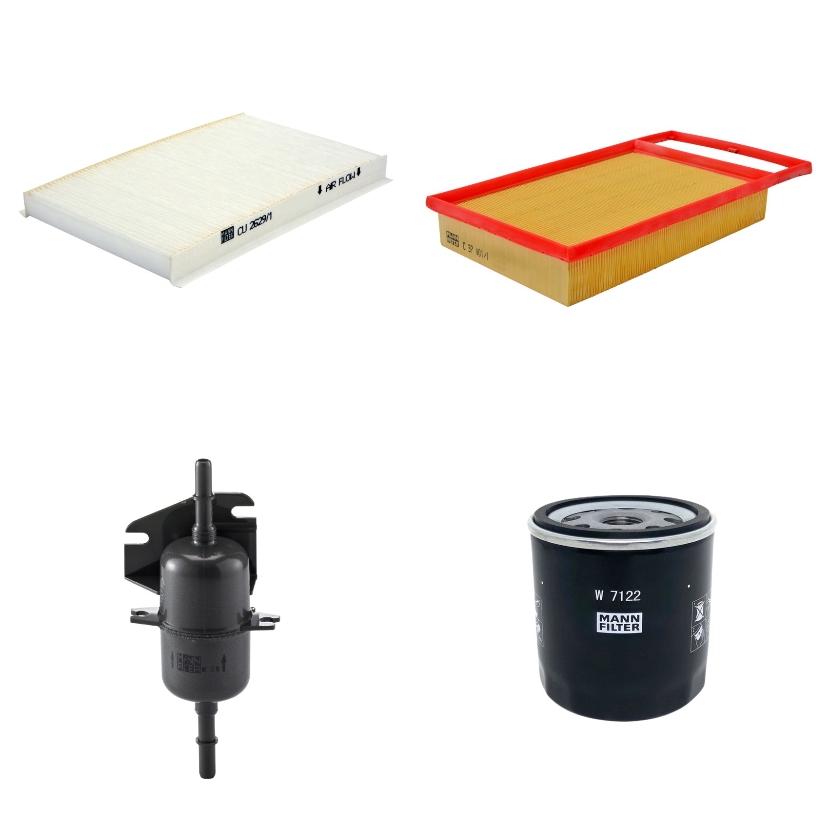 Kit Filtros de Ar Combustível Cabine Ar Condicionado Óleo - Mann-Filter - C37001/1 - CU2629/1 - W7122 - WK510