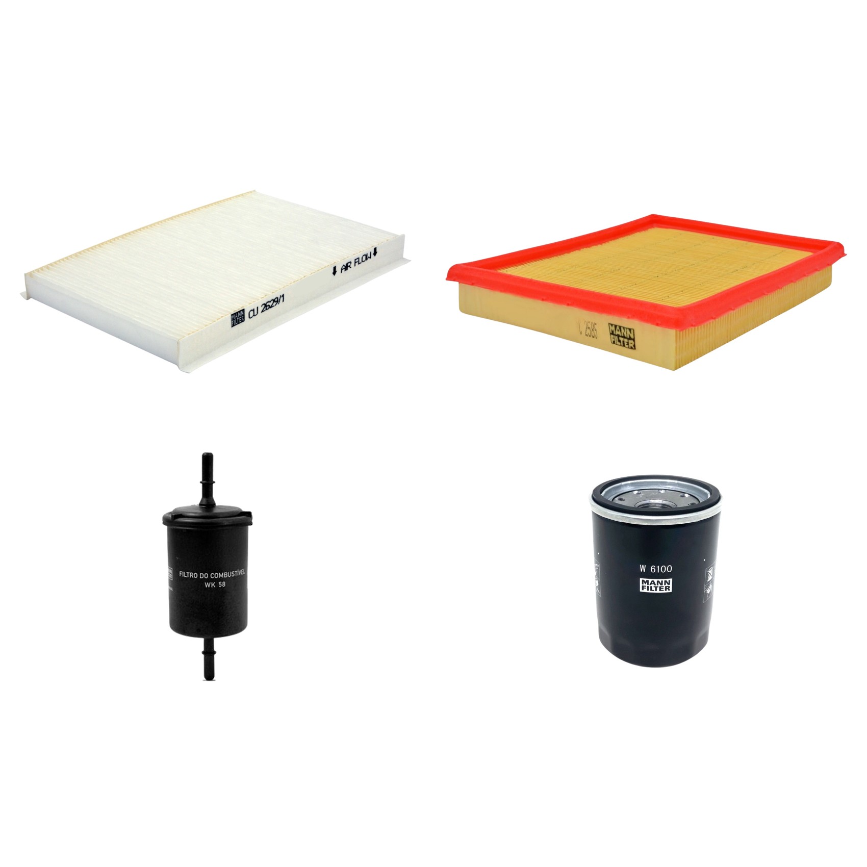 Kit Filtros de Ar Combustível Cabine Ar Condicionado Óleo - Mann-Filter - C2585 - CU2629/1 - W6100 - WK58