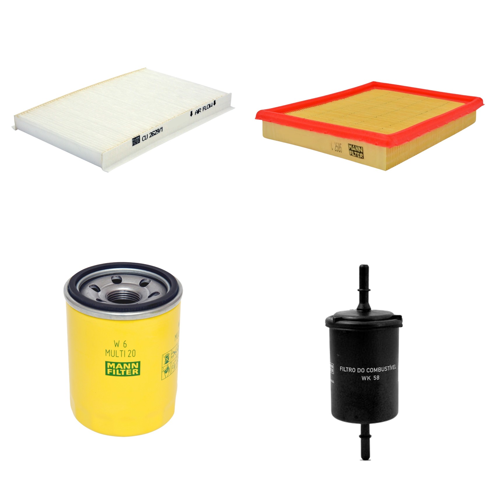 Kit Filtros de Ar Combustível Cabine Ar Condicionado Óleo - Mann-Filter - C2585 - CU2629/1 - W6MULTI20 - WK58