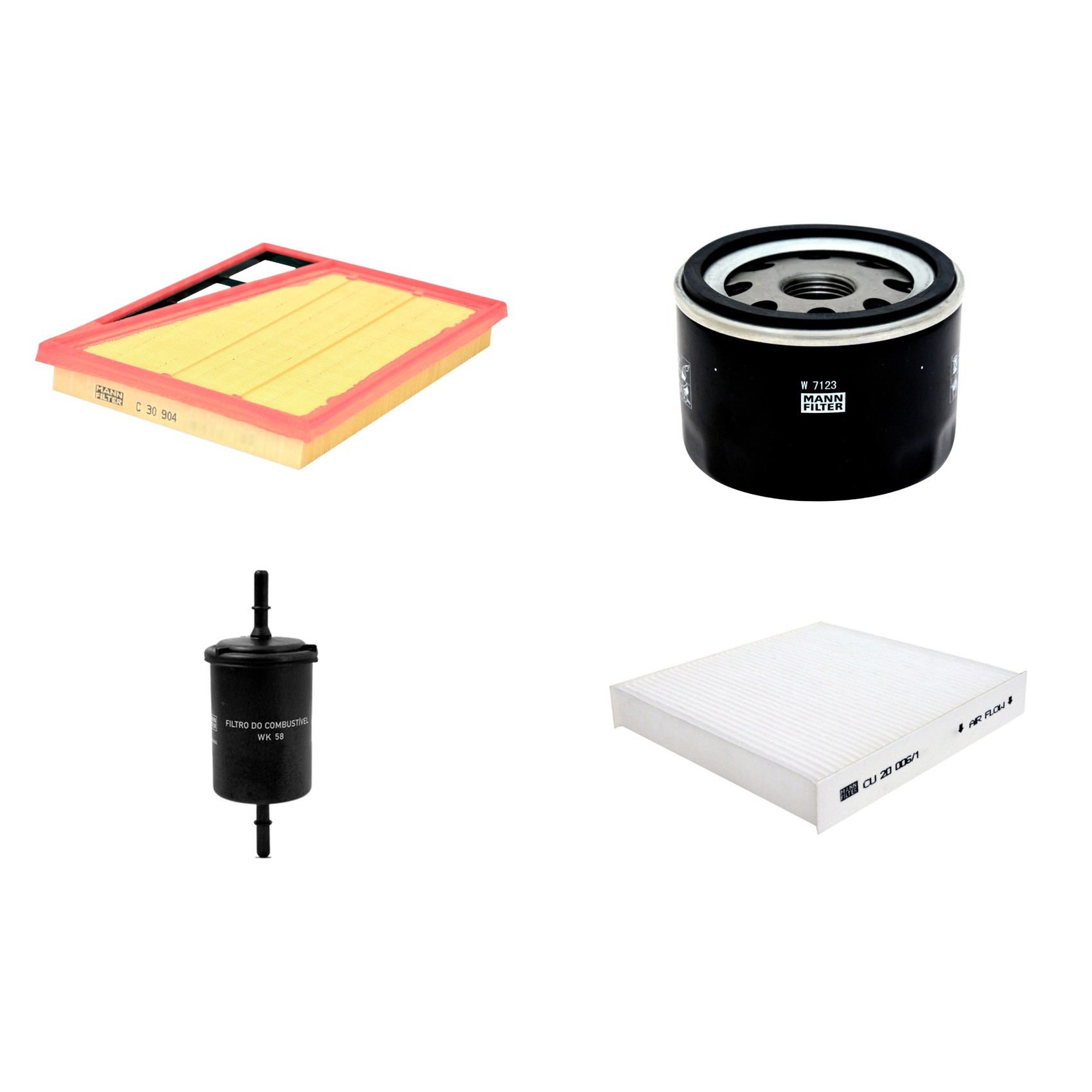 Kit Filtros de Ar Combustível Cabine Ar Condicionado Óleo - Mann-Filter - C30904 - CU20006/1 - W7123 - WK58