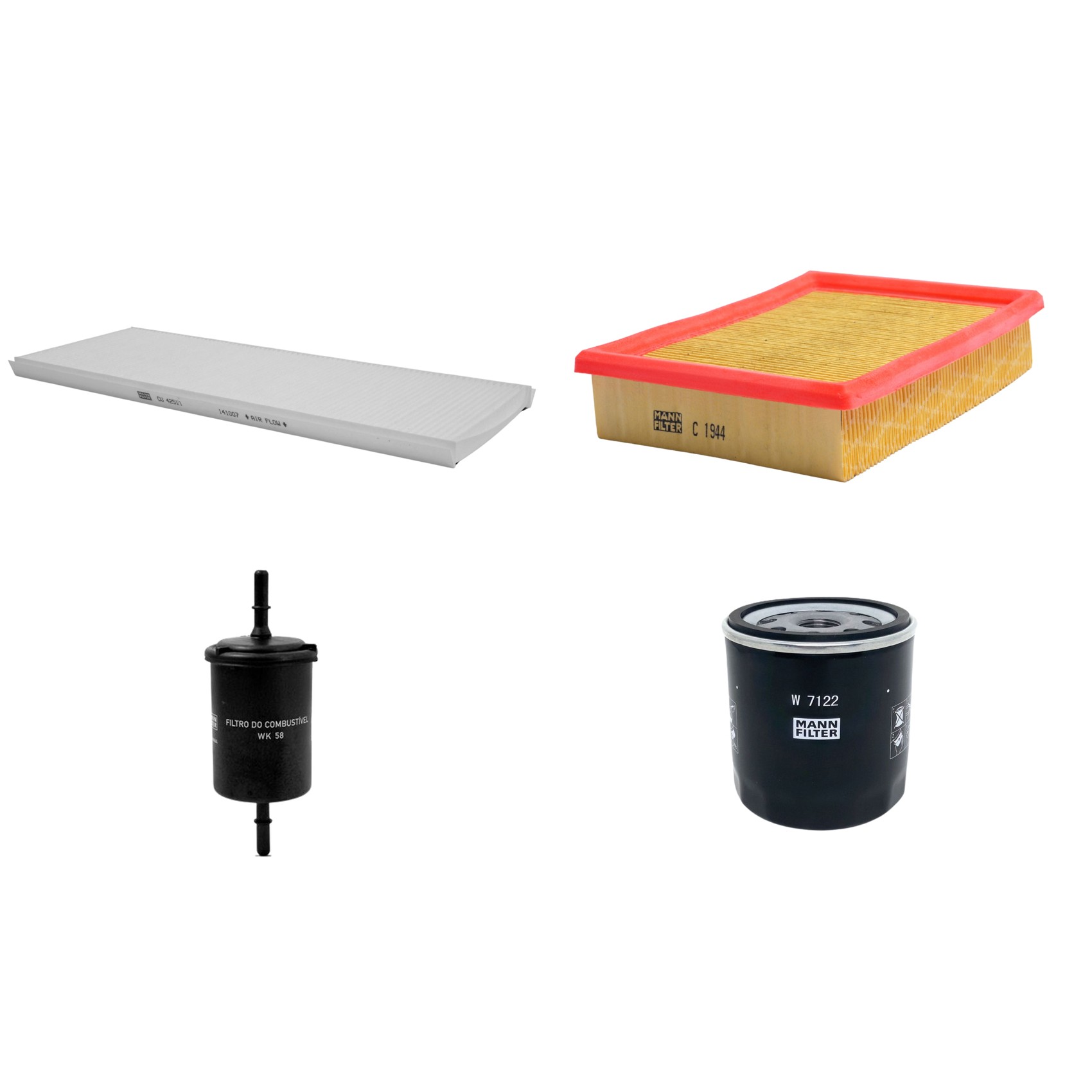 Kit Filtros de Ar Combustível Cabine Ar Condicionado Óleo - Mann-Filter - C1944 - CU4251/1 - W7122 - WK58
