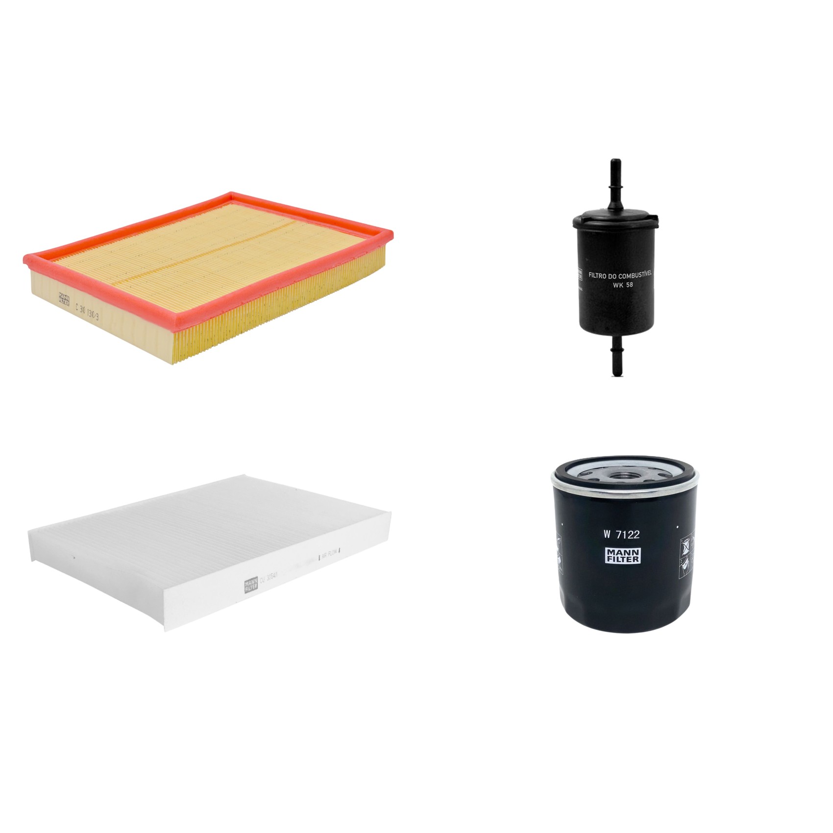 Kit Filtros de Ar Combustível Cabine Ar Condicionado Óleo - Mann-Filter - C30130/3 - CU3054/1 - W7122 - WK58
