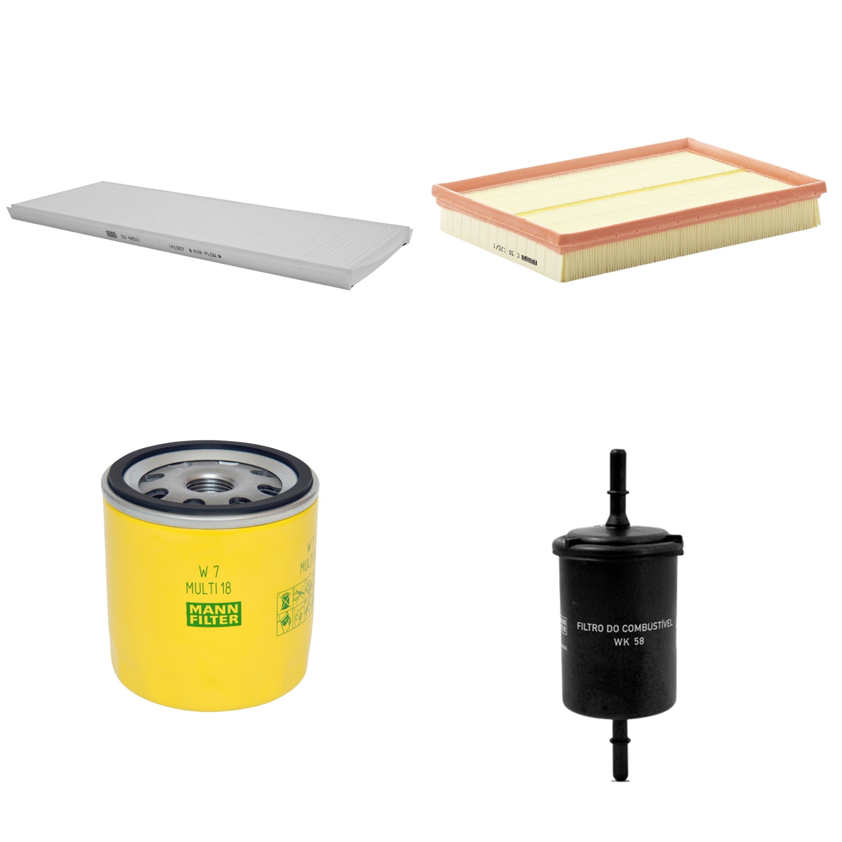 Kit Filtros de Ar Combustível Cabine Ar Condicionado Óleo - Mann-Filter - C30125/1 - CU4251/1 - W7MULTI18 - WK58