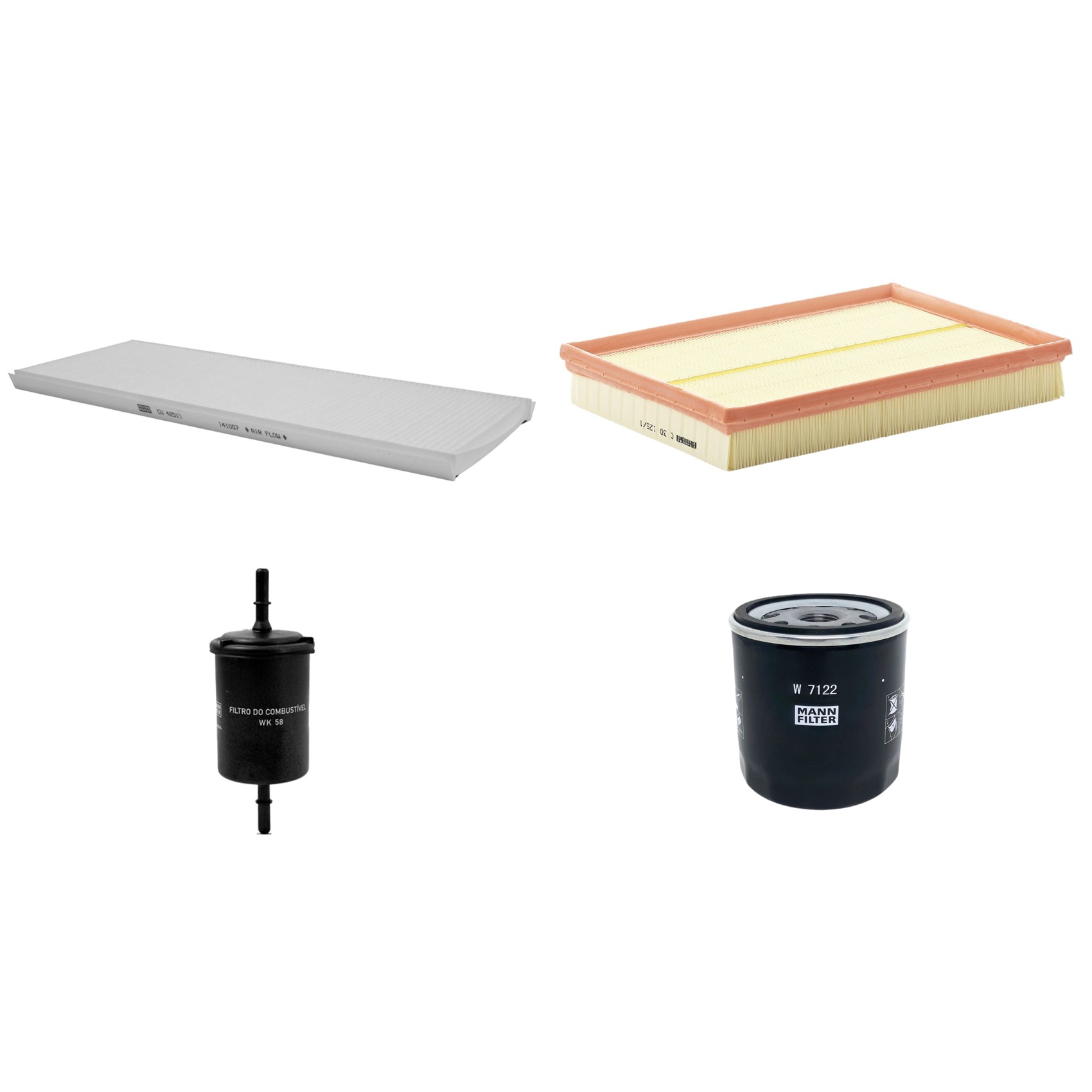 Kit Filtros de Ar Combustível Cabine Ar Condicionado Óleo - Mann-Filter - C30125/1 - CU4251/1 - W7122 - WK58