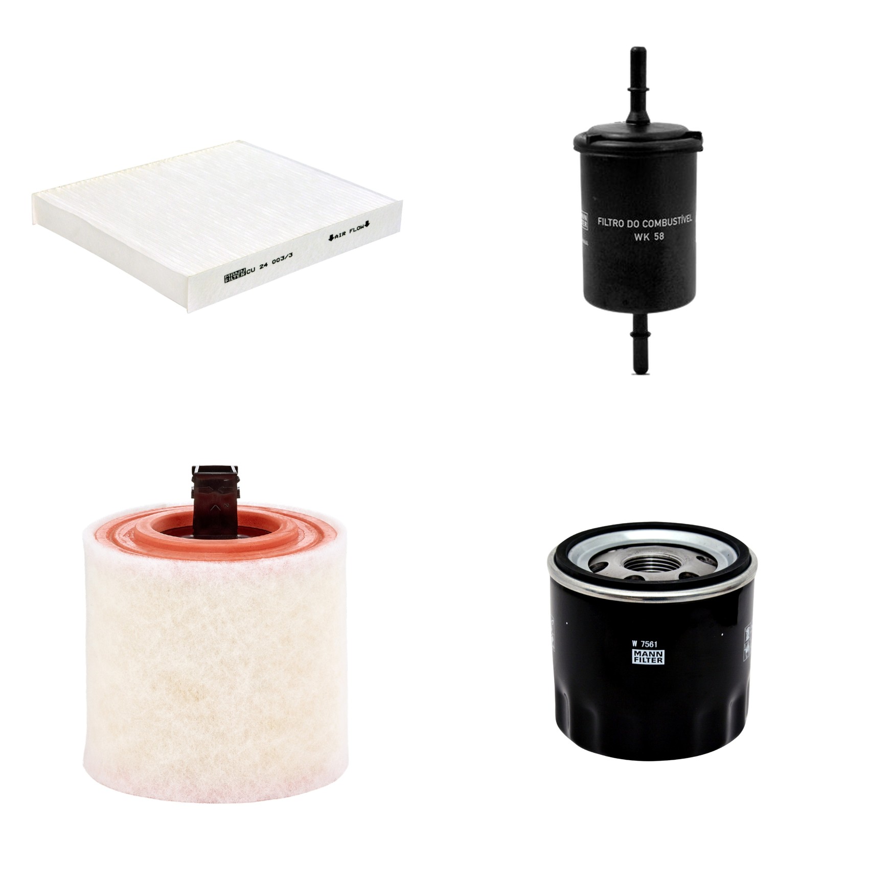 Kit Filtros de Ar Combustível Cabine Ar Condicionado Óleo - Mann-Filter - C16012 - CU24003/3 - W7561 - WK58
