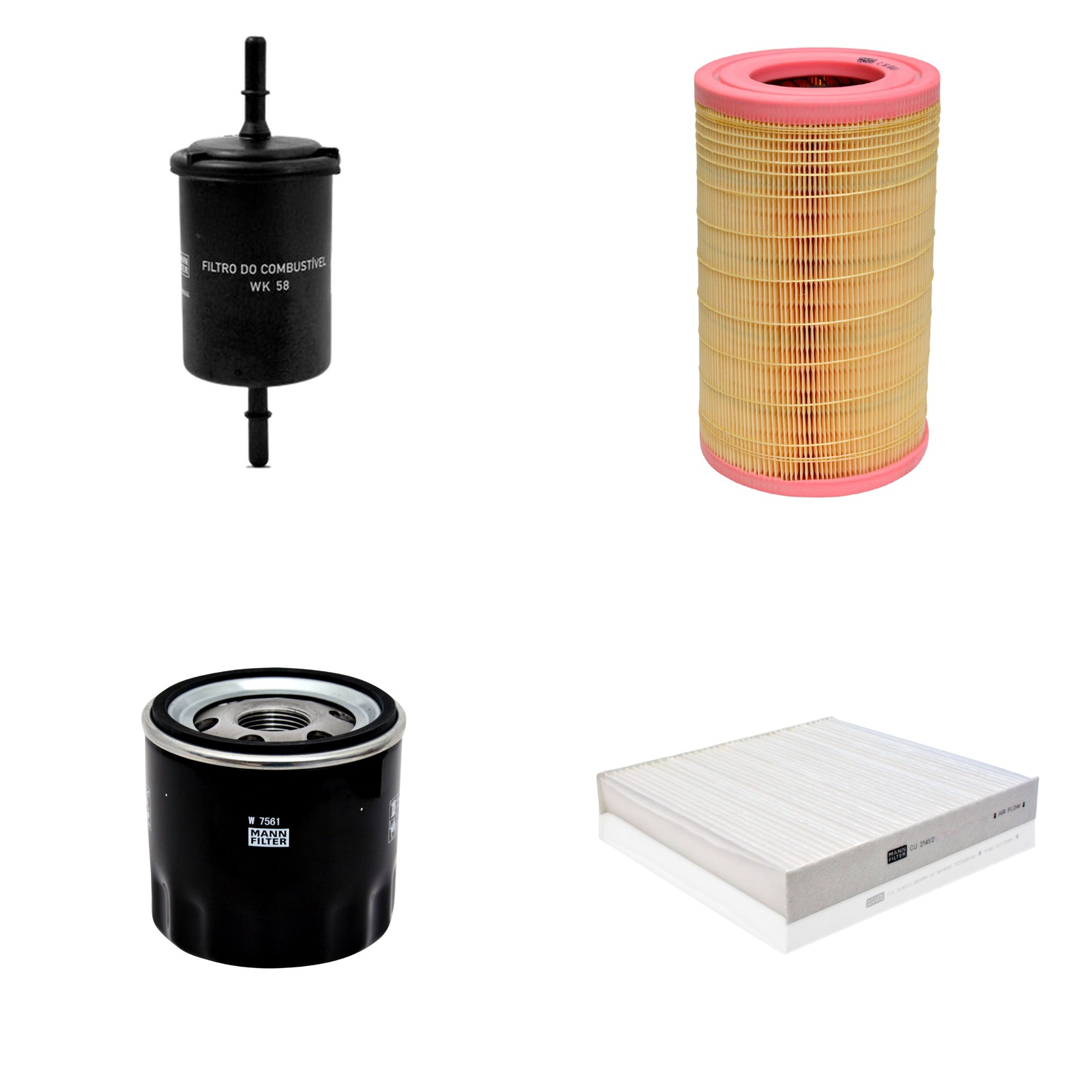Kit Filtros de Ar Combustível Cabine Ar Condicionado Óleo - Mann-Filter - C16010/1 - CU2141/2 - W7561 - WK58