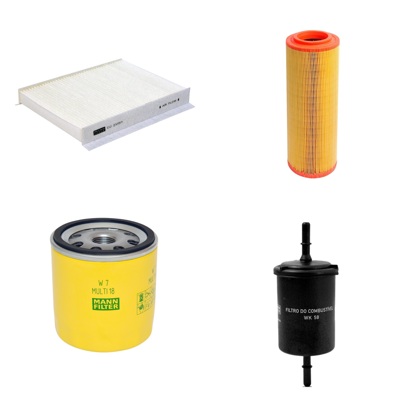 Kit Filtros de Ar Combustível Cabine Ar Condicionado Óleo - Mann-Filter - C11127 - CU2335/1 - W7MULTI18 - WK58