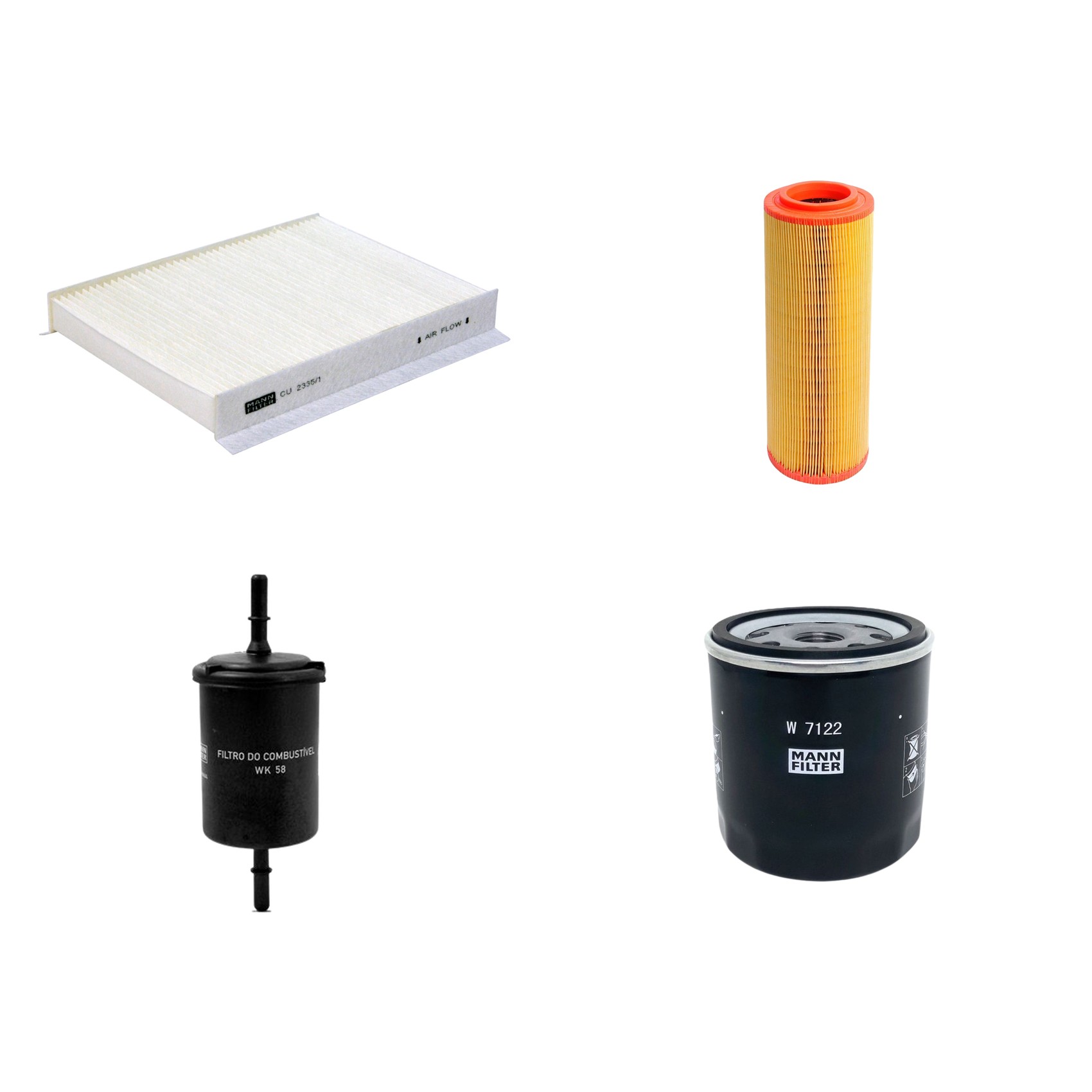 Kit Filtros de Ar Combustível Cabine Ar Condicionado Óleo - Mann-Filter - C11127 - CU2335/1 - W7122 - WK58
