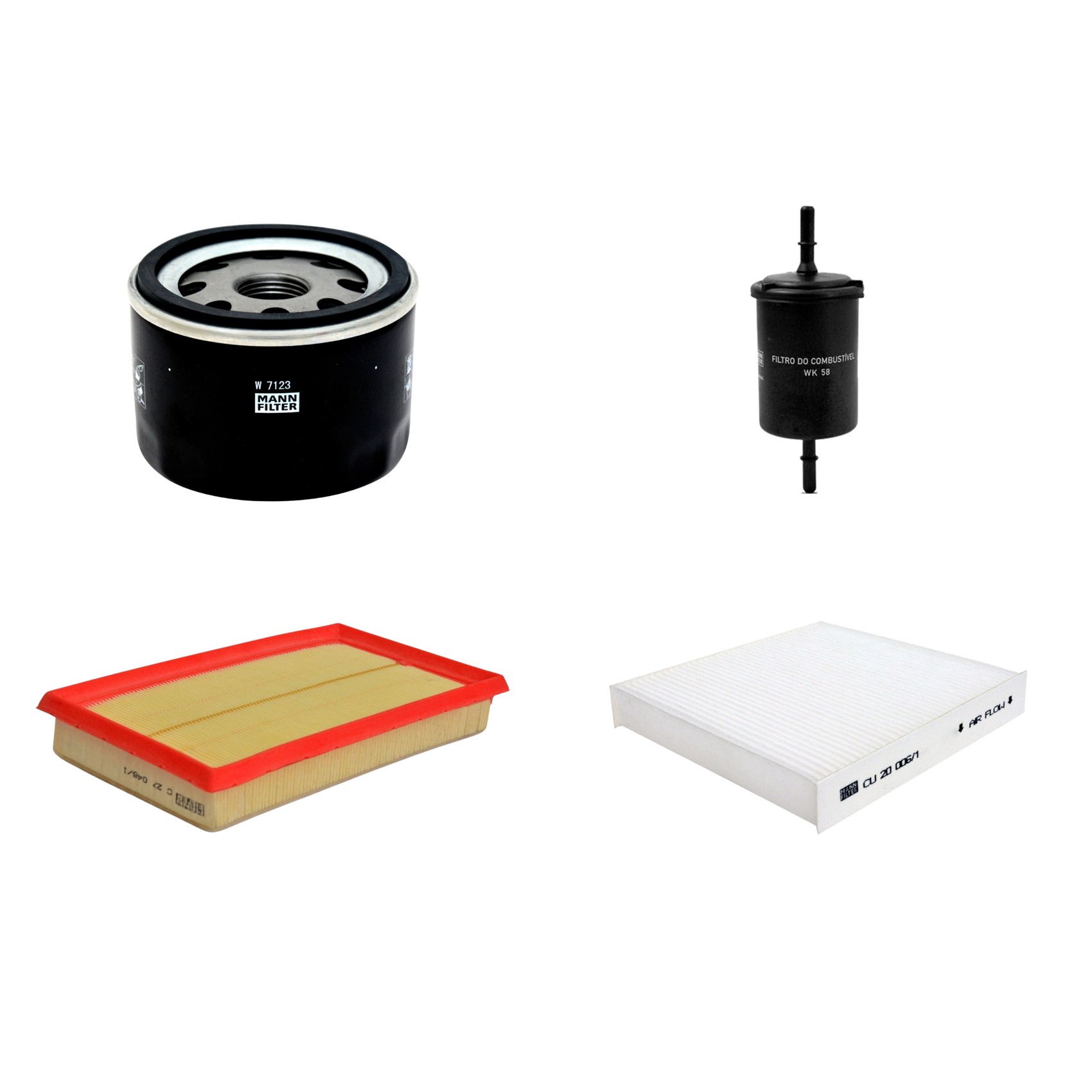 Kit Filtros de Ar Combustível Cabine Ar Condicionado Óleo - Mann-Filter - C27046/1 - CU20006/1 - W7123 - WK58