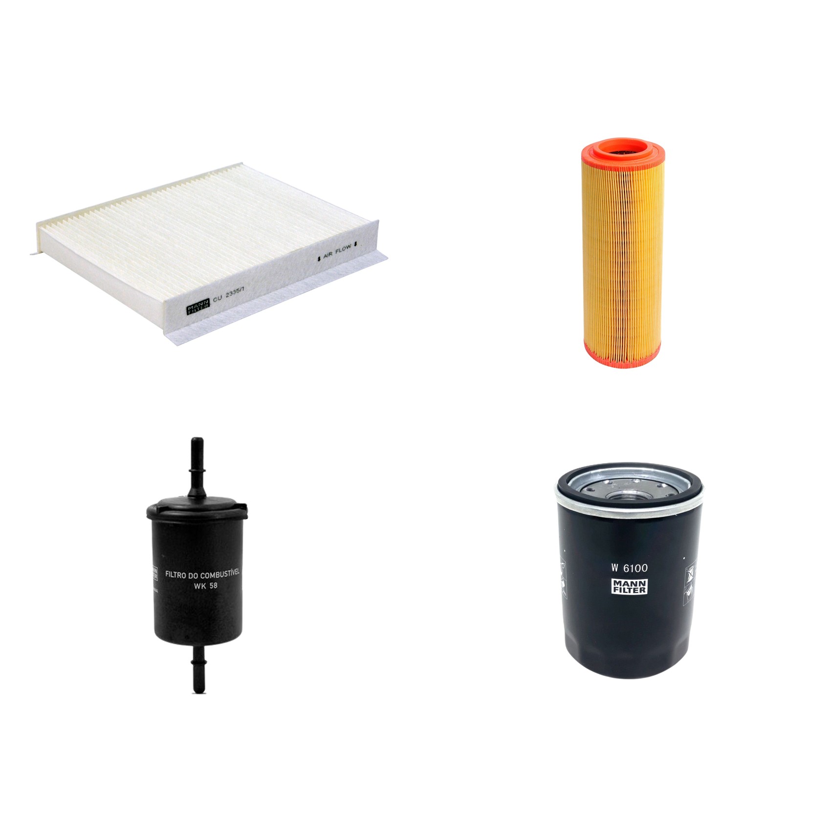 Kit Filtros de Ar Combustível Cabine Ar Condicionado Óleo - Mann-Filter - C11127 - CU2335/1 - W6100 - WK58