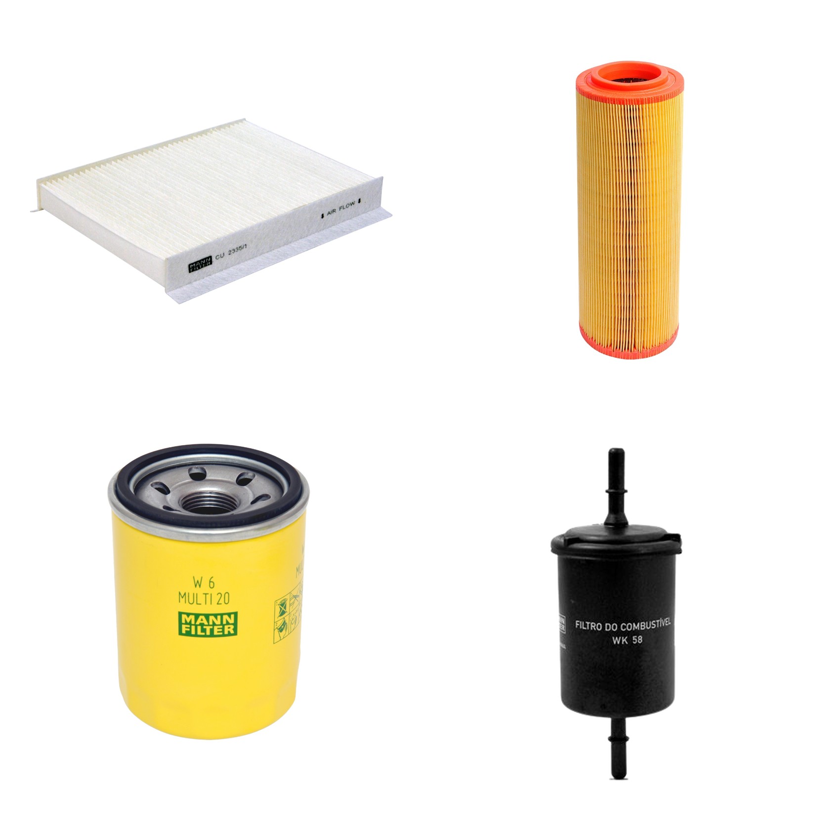 Kit Filtros de Ar Combustível Cabine Ar Condicionado Óleo - Mann-Filter - C11127 - CU2335/1 - W6MULTI20 - WK58