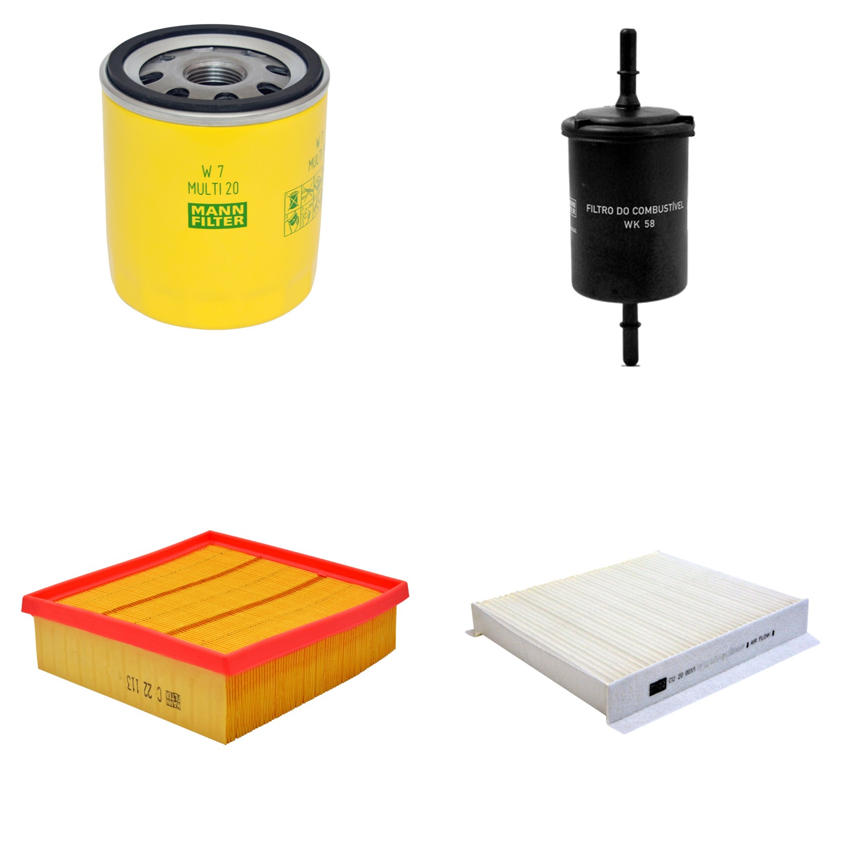 Kit Filtros de Ar Combustível Cabine Ar Condicionado Óleo - Mann-Filter - C22113 - CU20001/1 - W7MULTI20 - WK58