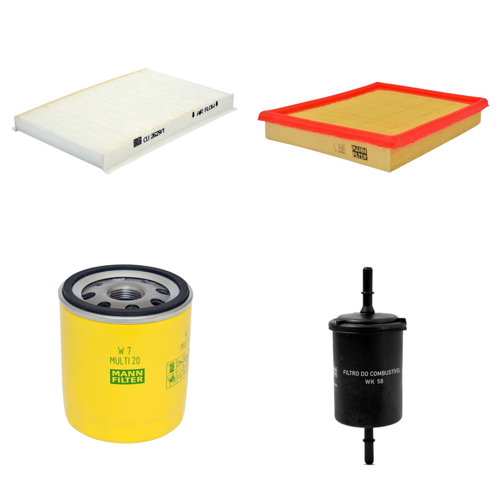 Kit Filtros de Ar Combustível Cabine Ar Condicionado Óleo - Mann-Filter - C2585 - CU2629/1 - W7MULTI20 - WK58