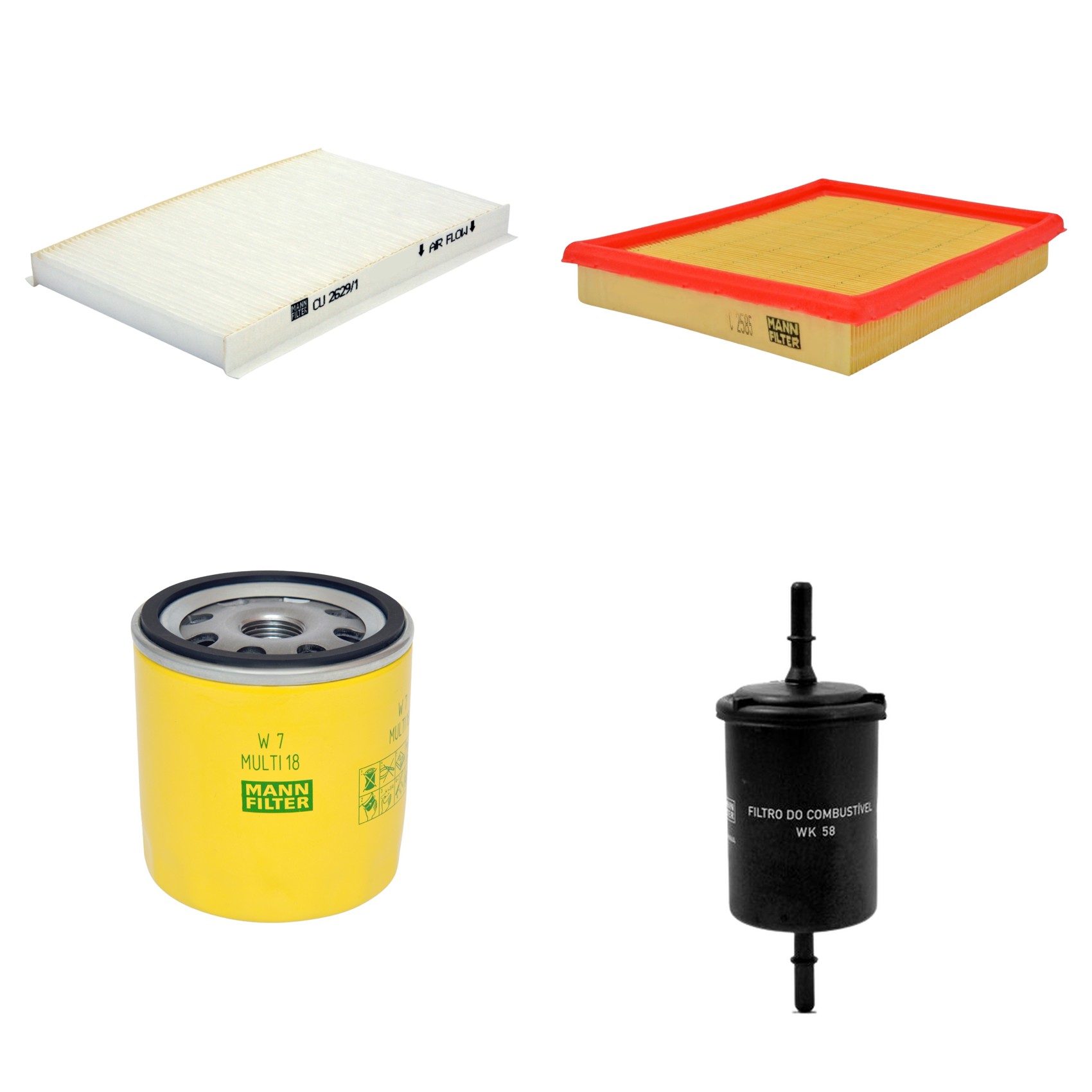 Kit Filtros de Ar Combustível Cabine Ar Condicionado Óleo - Mann-Filter - C2585 - CU2629/1 - W7MULTI18 - WK58