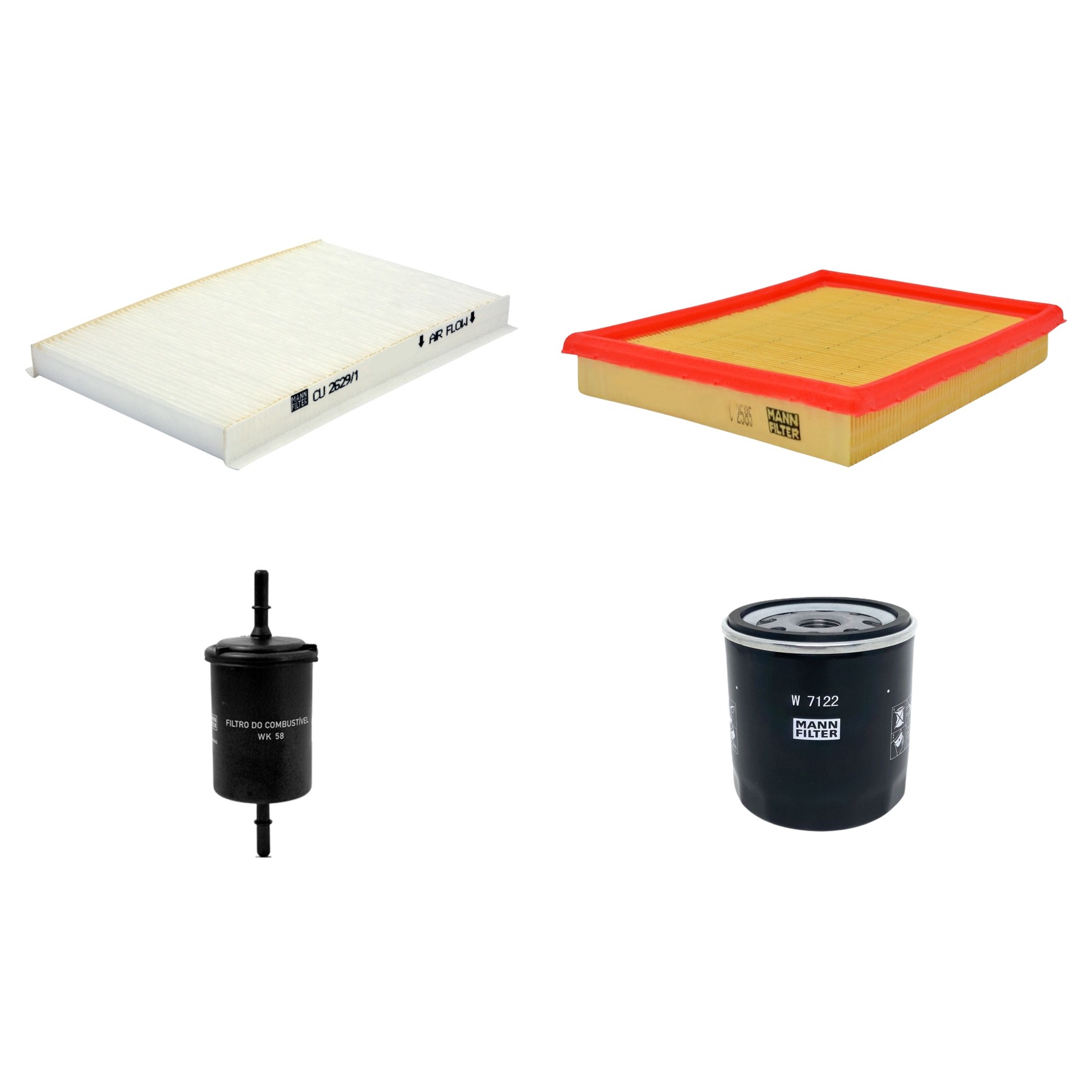 Kit Filtros de Ar Combustível Cabine Ar Condicionado Óleo - Mann-Filter - C2585 - CU2629/1 - W7122 - WK58
