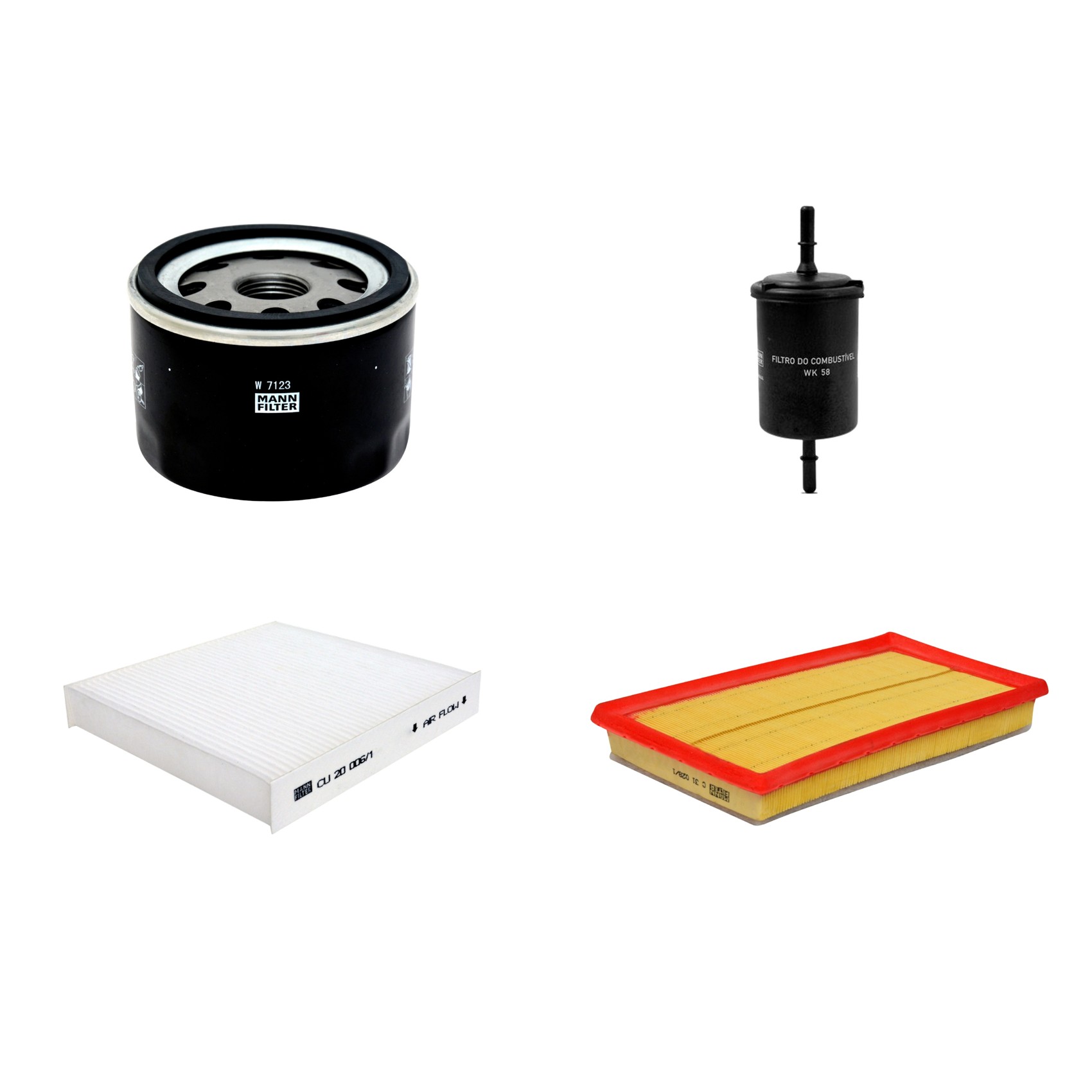 Kit Filtros de Ar Combustível Cabine Ar Condicionado Óleo - Mann-Filter - C31028/1 - CU20006/1 - W7123 - WK58