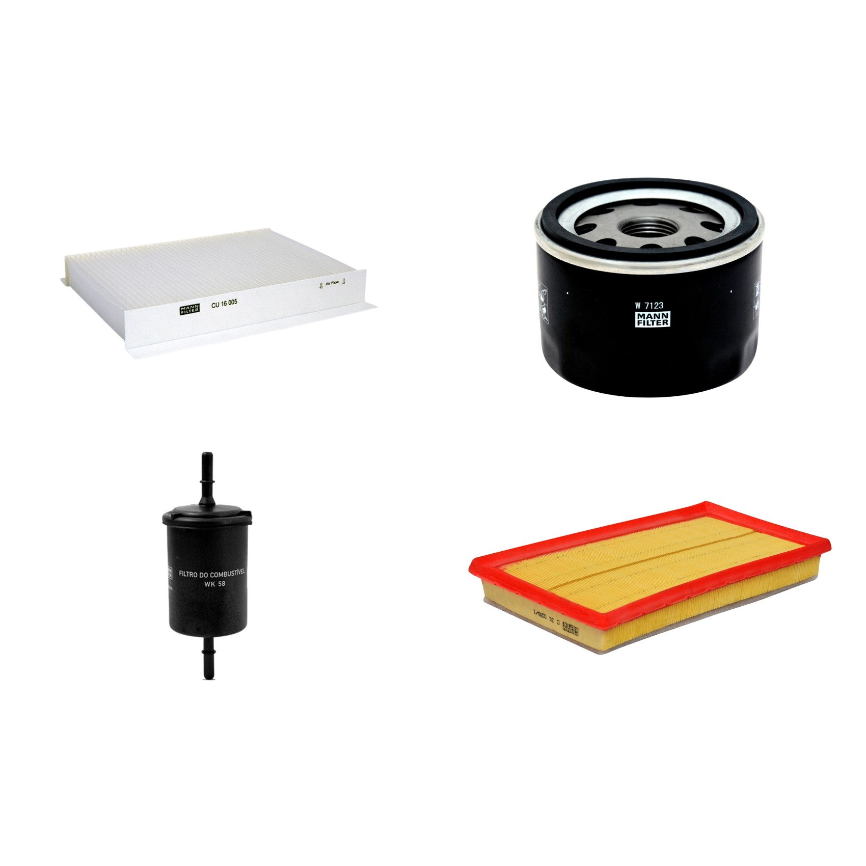 Kit Filtros de Ar Combustível Cabine Ar Condicionado Óleo - Mann-Filter - C31028/1 - CU16005 - W7123 - WK58