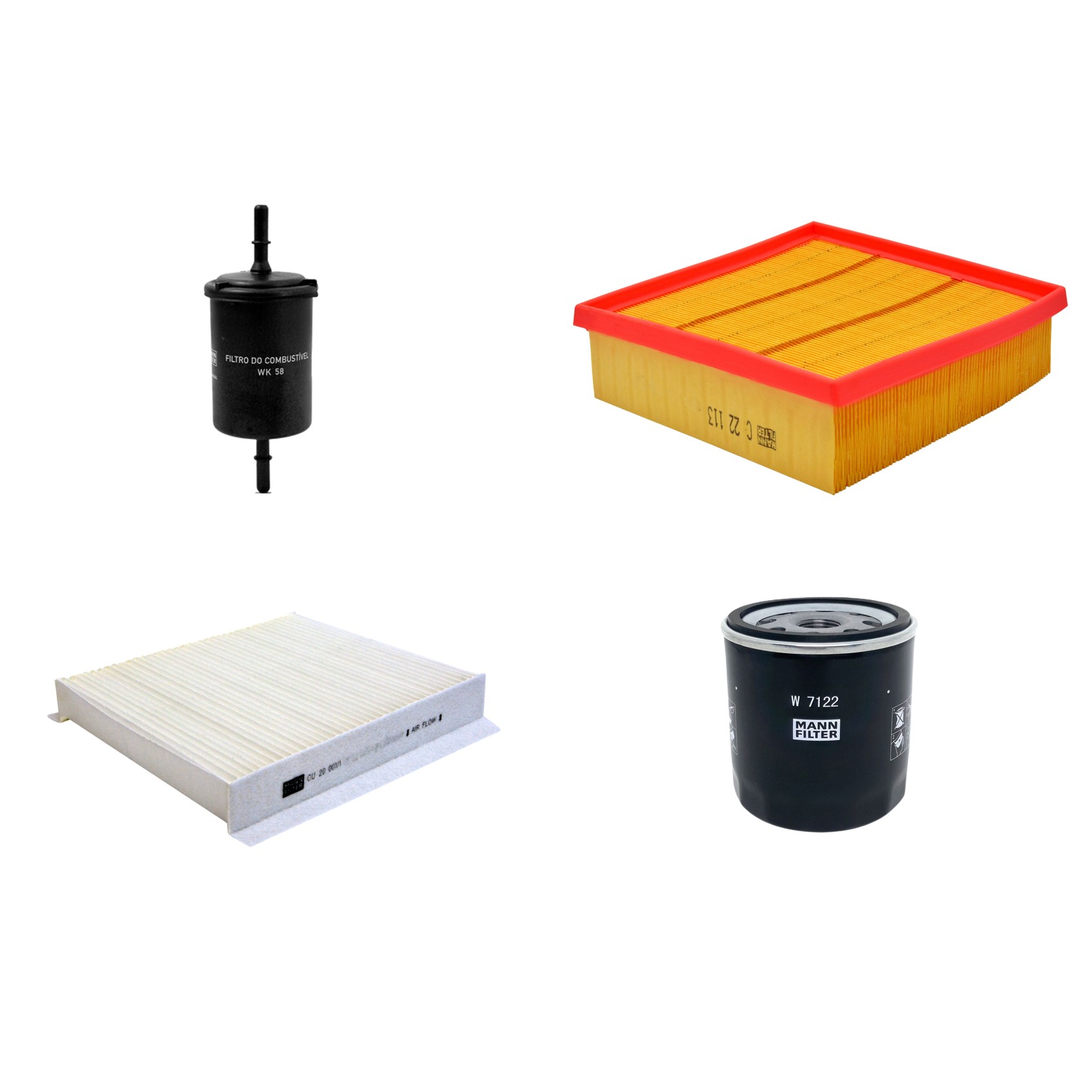 Kit Filtros de Ar Combustível Cabine Ar Condicionado Óleo - Mann-Filter - C22113 - CU20001/1 - W7122 - WK58