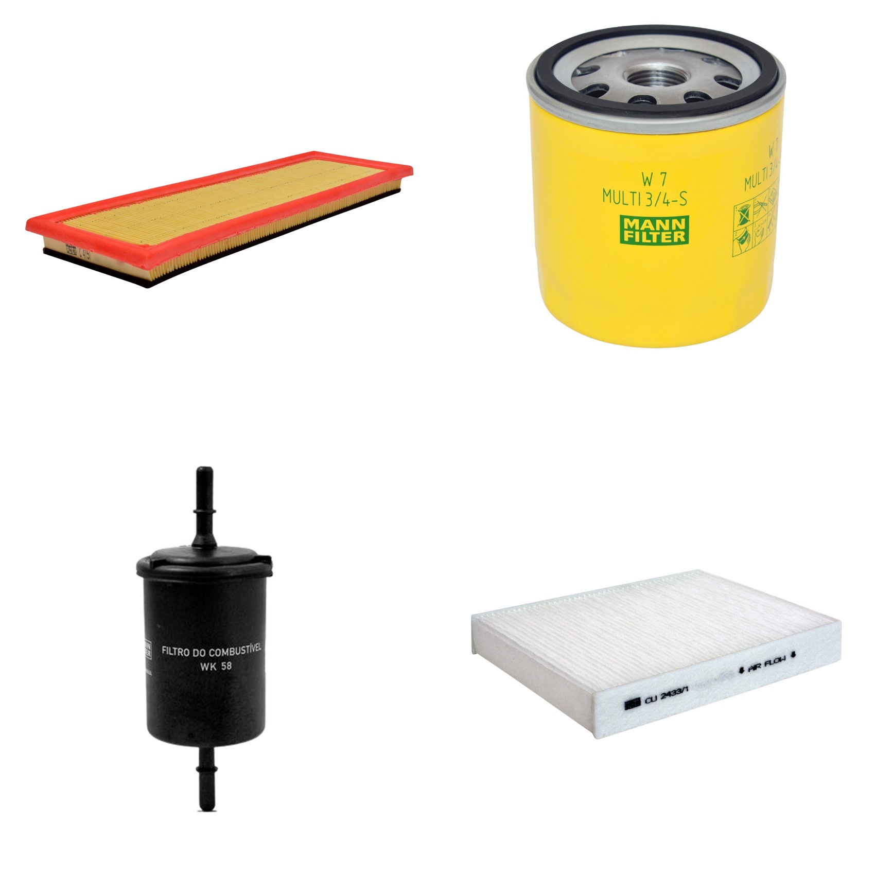 Kit Filtros de Ar Combustível Cabine Ar Condicionado Óleo - Mann-Filter - C4151 - CU2433/1 - W7MULTI3/4-S - WK58