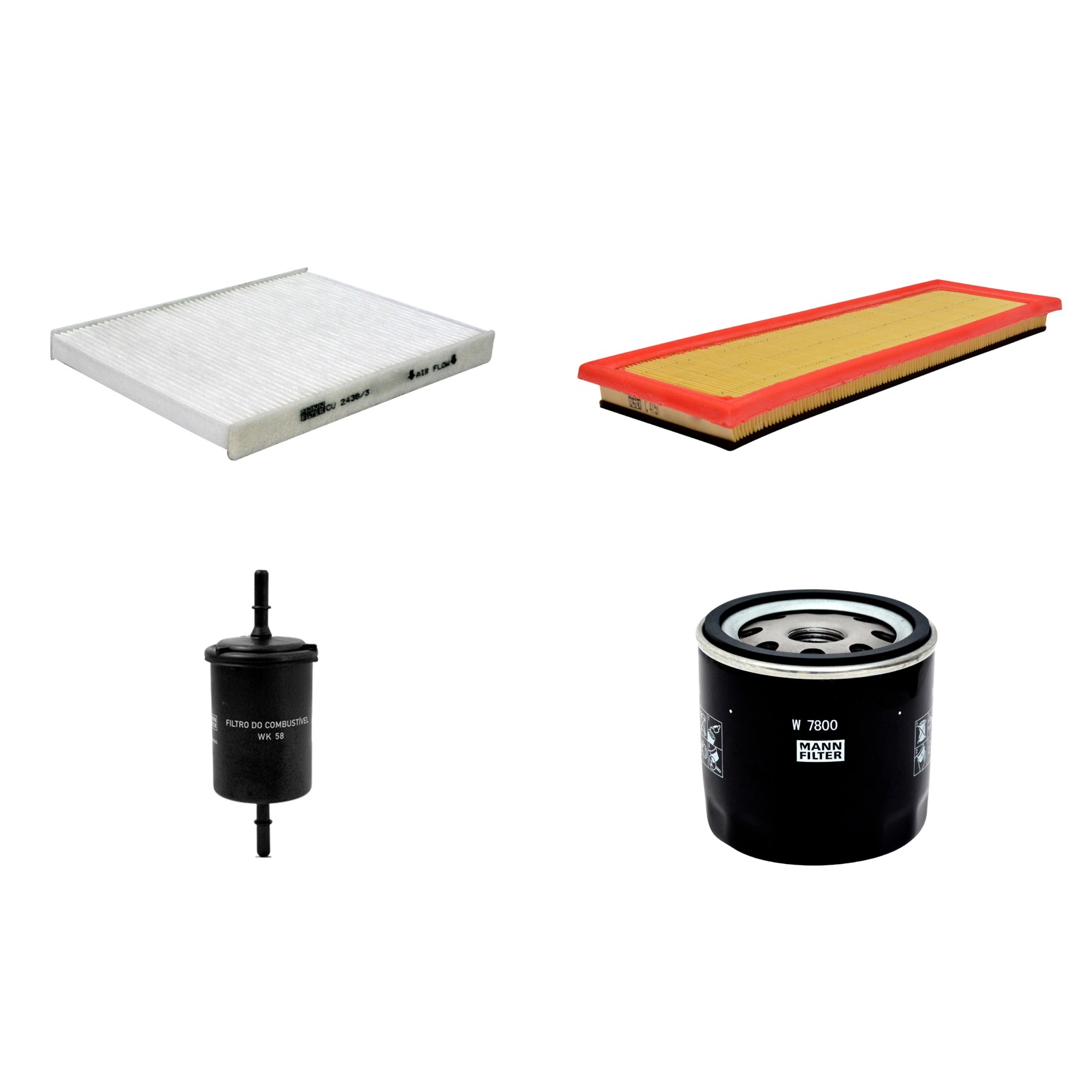 Kit Filtros de Ar Combustível Cabine Ar Condicionado Óleo - Mann-Filter - C4151 - CU2436/3 - W7800 - WK58