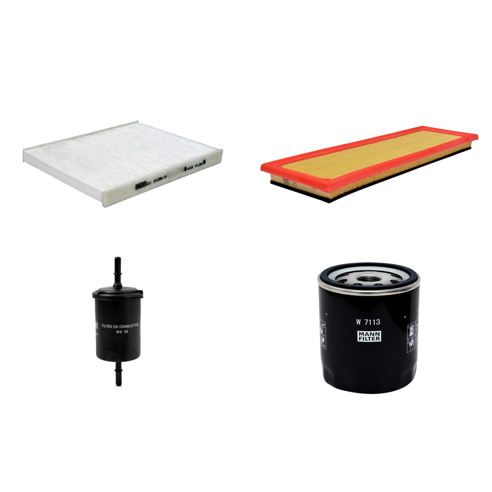 Kit Filtros de Ar Combustível Cabine Ar Condicionado Óleo - Mann-Filter - C4151 - CU2436/3 - W7113 - WK58