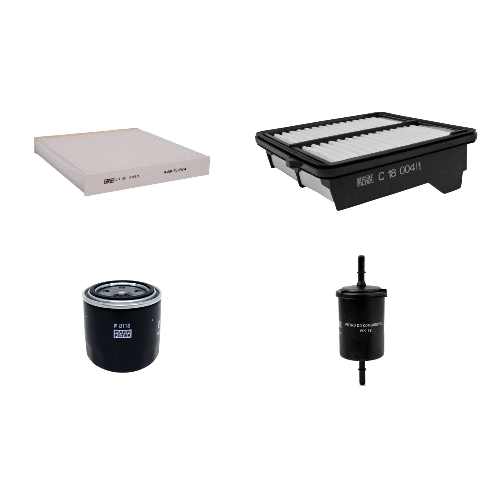 Kit Filtros de Ar Combustível Cabine Ar Condicionado Óleo - Mann-Filter - C18004/1 - CU21003/1 - W8118 - WK58