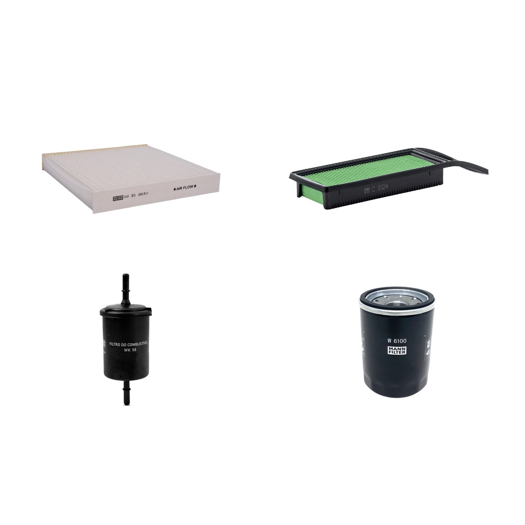 Kit Filtros de Ar Combustível Cabine Ar Condicionado Óleo - Mann-Filter - C3324 - CU21003/1 - W6100 - WK58