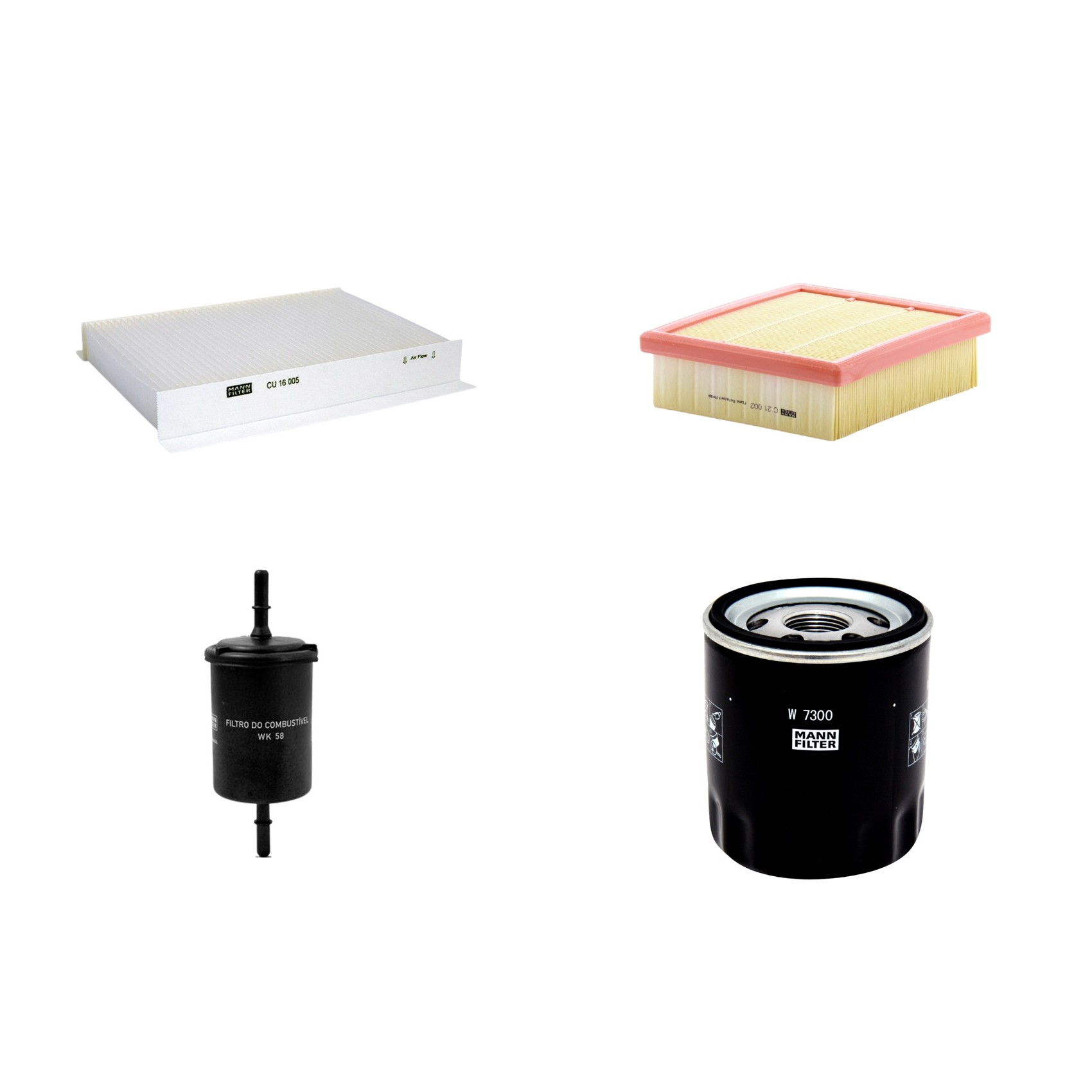 Kit Filtros de Ar Combustível Cabine Ar Condicionado Óleo - Mann-Filter - C21002 - CU16005 - W7300 - WK58
