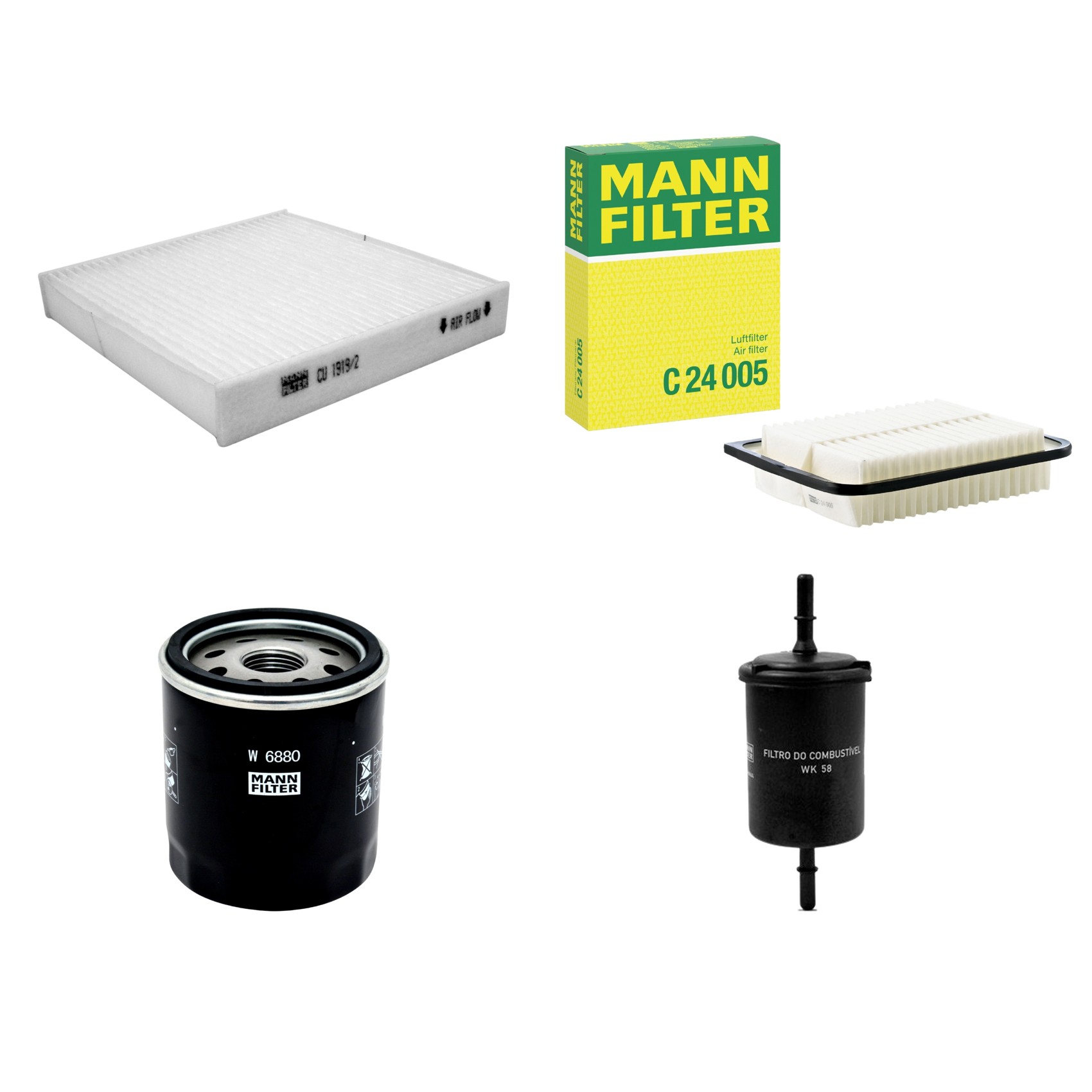 Kit Filtros de Ar Combustível Cabine Ar Condicionado Óleo - Mann-Filter - C24005 - CU1919/2 - W6880 - WK58