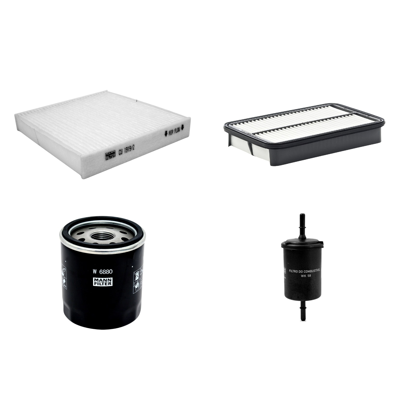 Kit Filtros de Ar Combustível Cabine Ar Condicionado Óleo - Mann-Filter - C2731/1 - CU1919/2 - W6880 - WK58